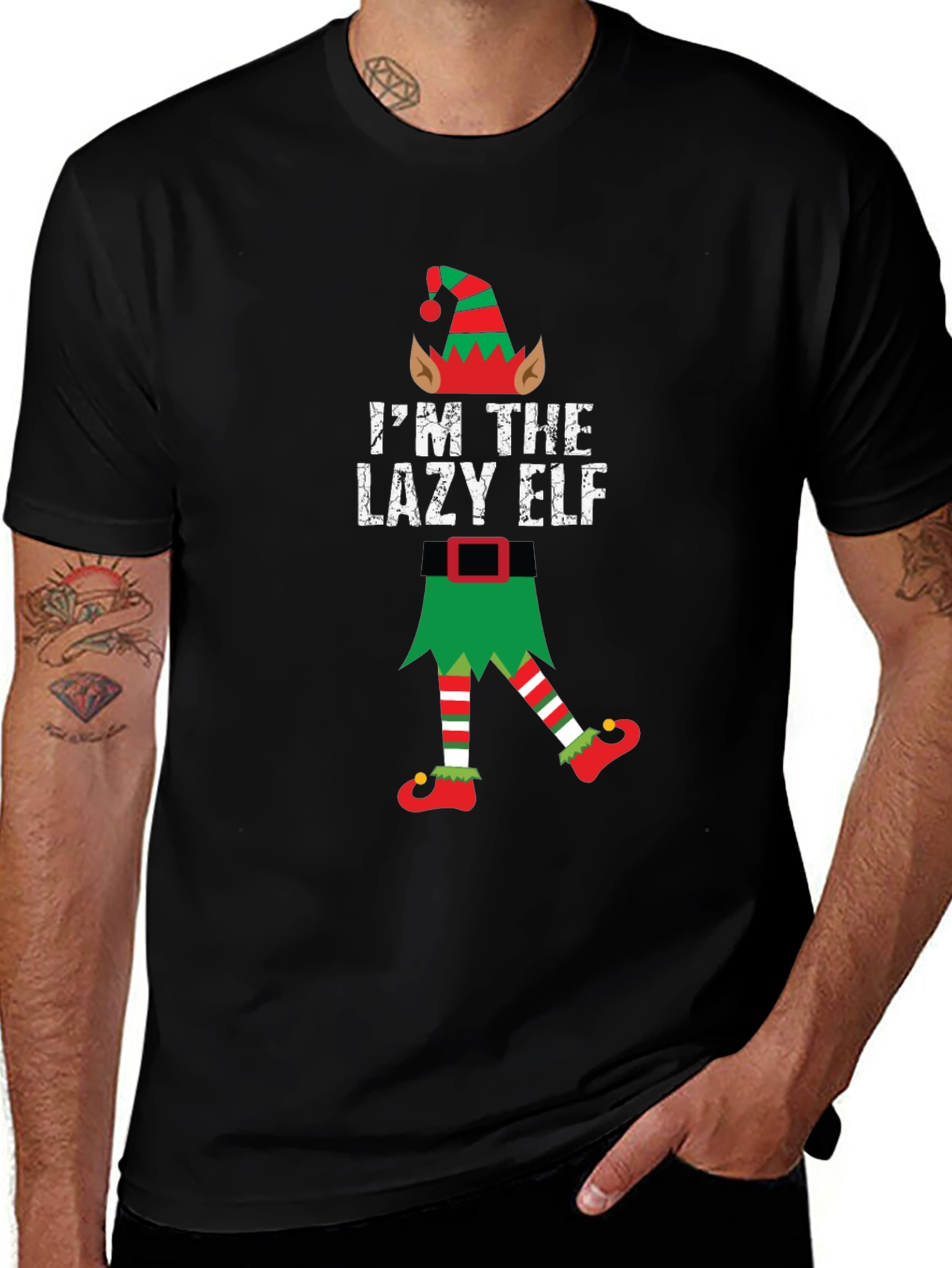Lazy Elf Christmas T-Shirt Funny Holiday Tee