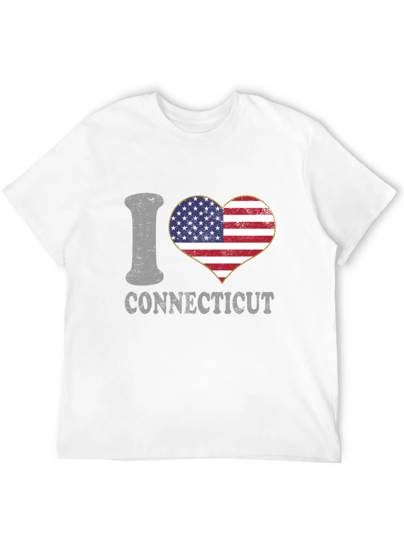I Heart Connecticut American Flag Graphic T-Shirt
