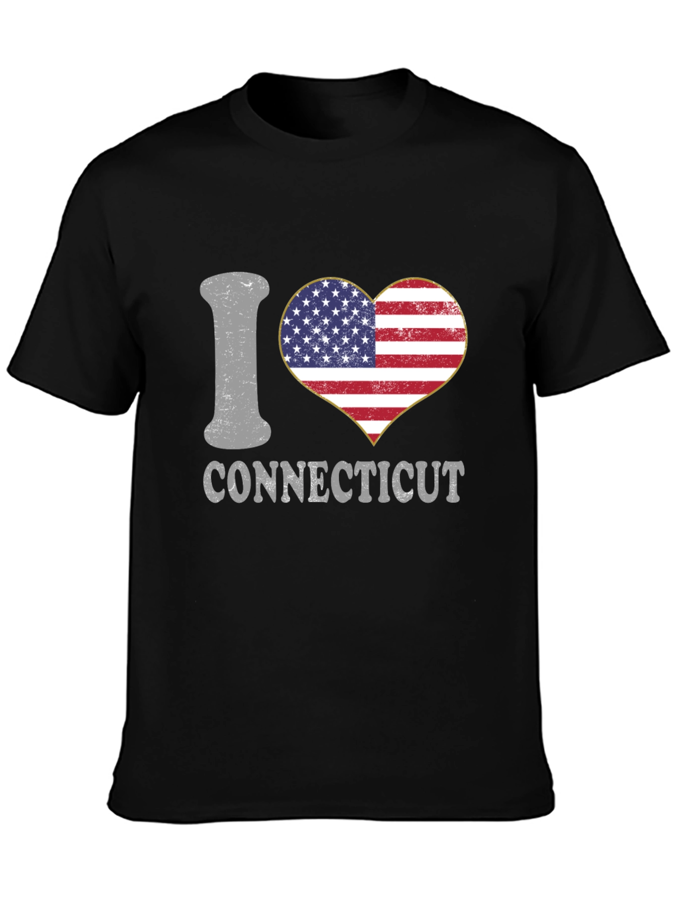 I Heart Connecticut American Flag Graphic T-Shirt