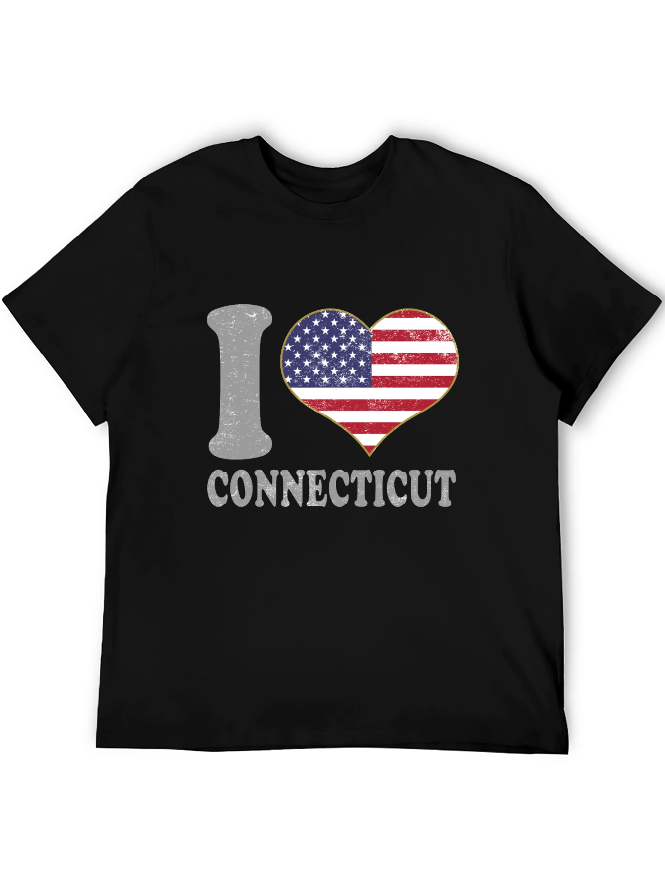 I Heart Connecticut American Flag Graphic T-Shirt