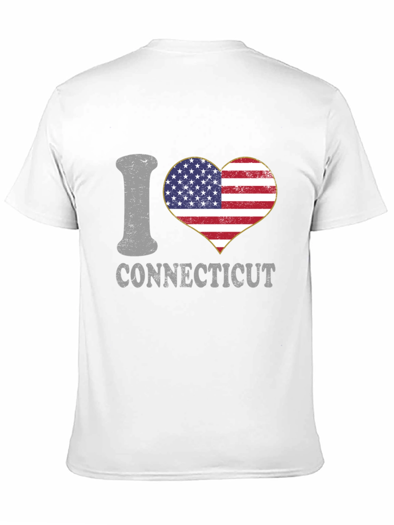 I Heart Connecticut American Flag Graphic T-Shirt