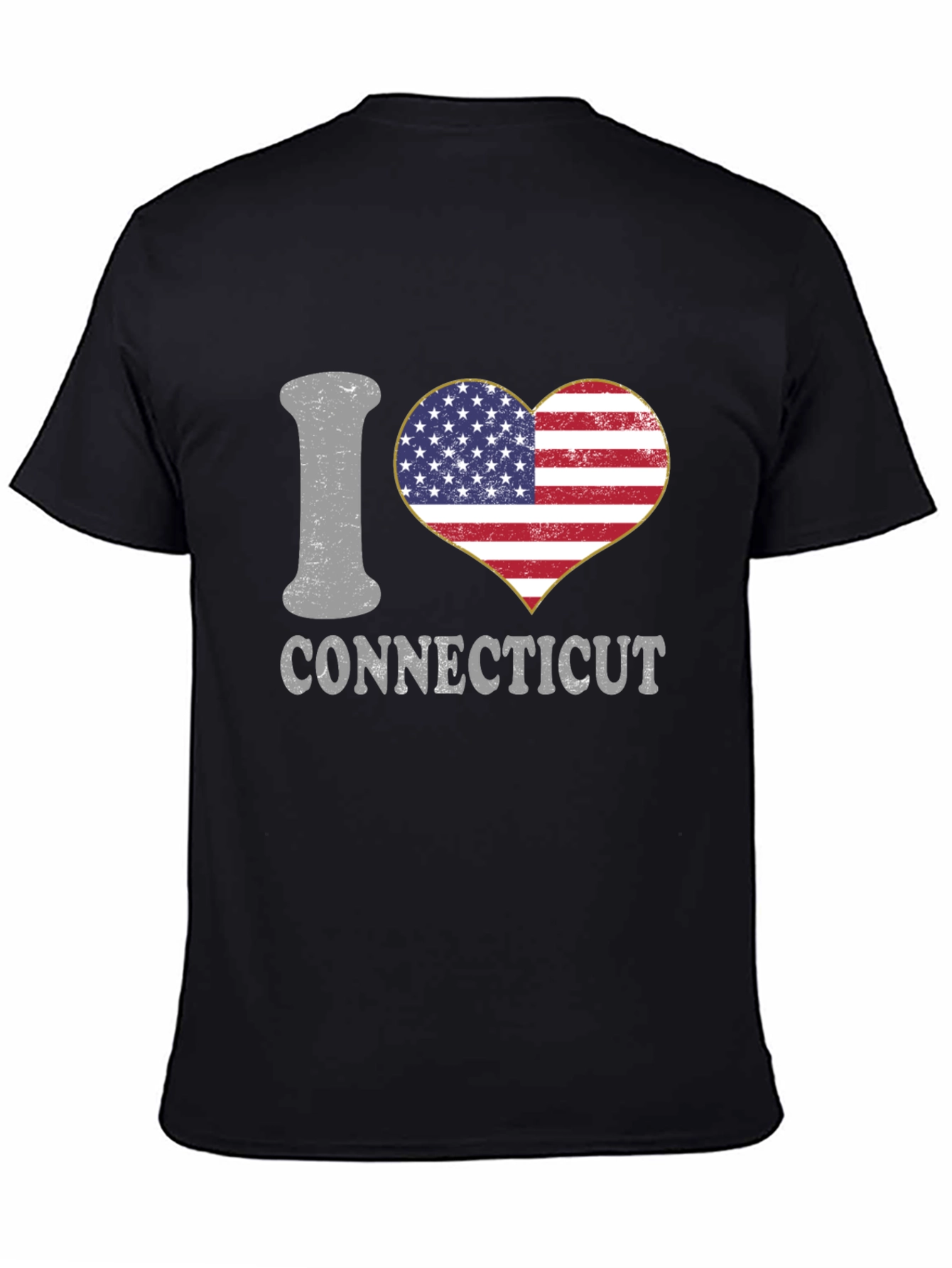 I Heart Connecticut American Flag Graphic T-Shirt