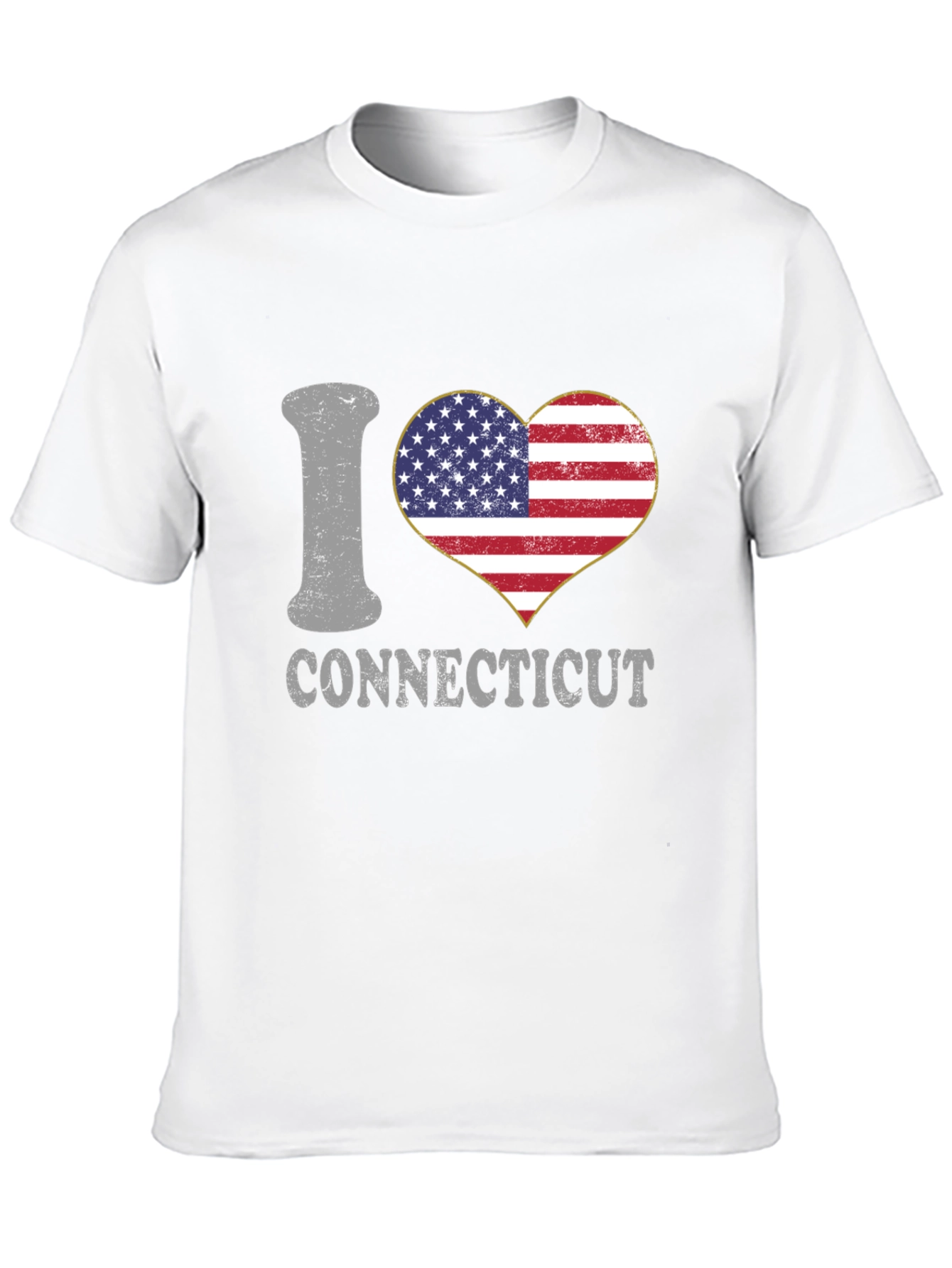 I Heart Connecticut American Flag Graphic T-Shirt