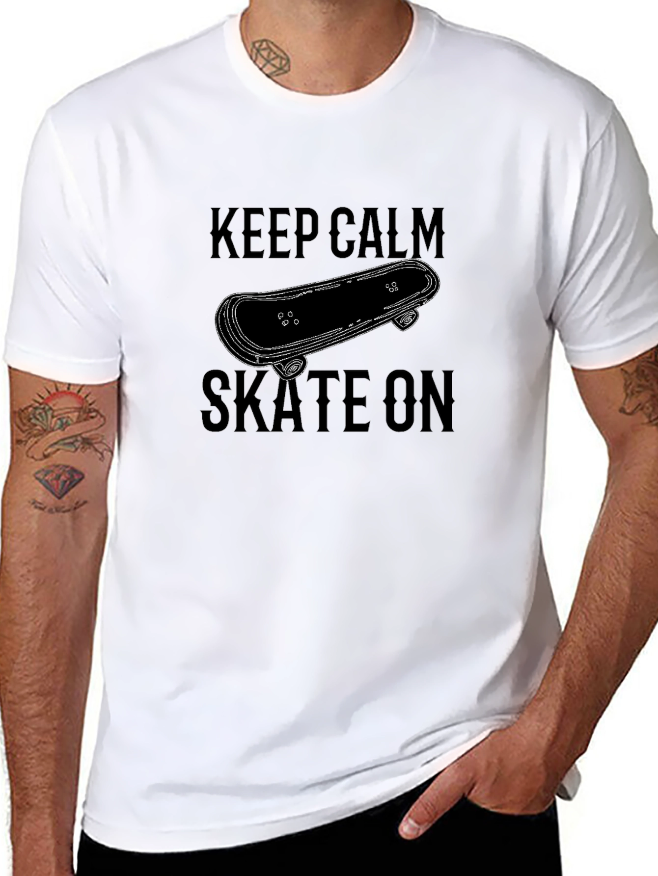 Keep Calm & Skate On Graphic T-Shirt - Black
