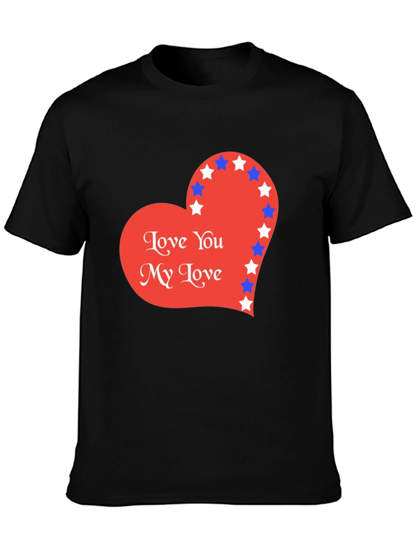 Love You T-Shirt with Star Heart Graphic