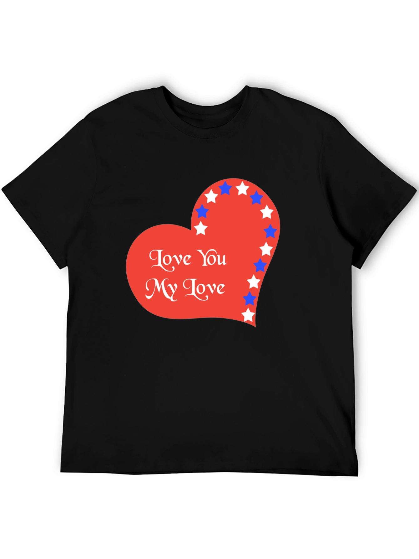 Love You T-Shirt with Star Heart Graphic