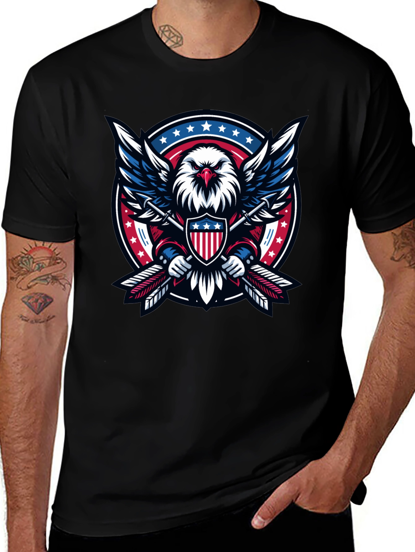 Patriotic Eagle Shield Graphic Tee - USA Pride