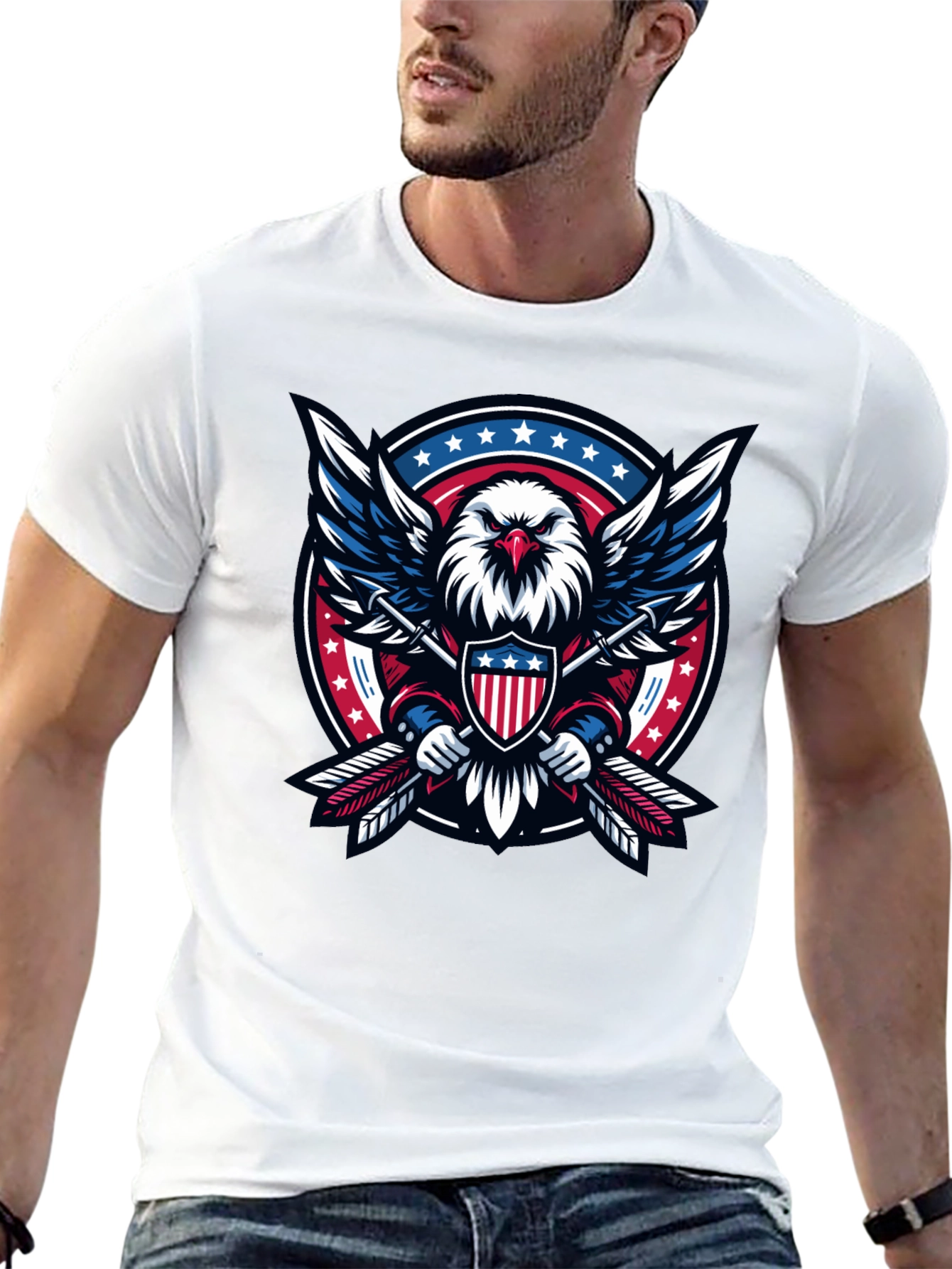 Patriotic Eagle Shield Graphic Tee - USA Pride