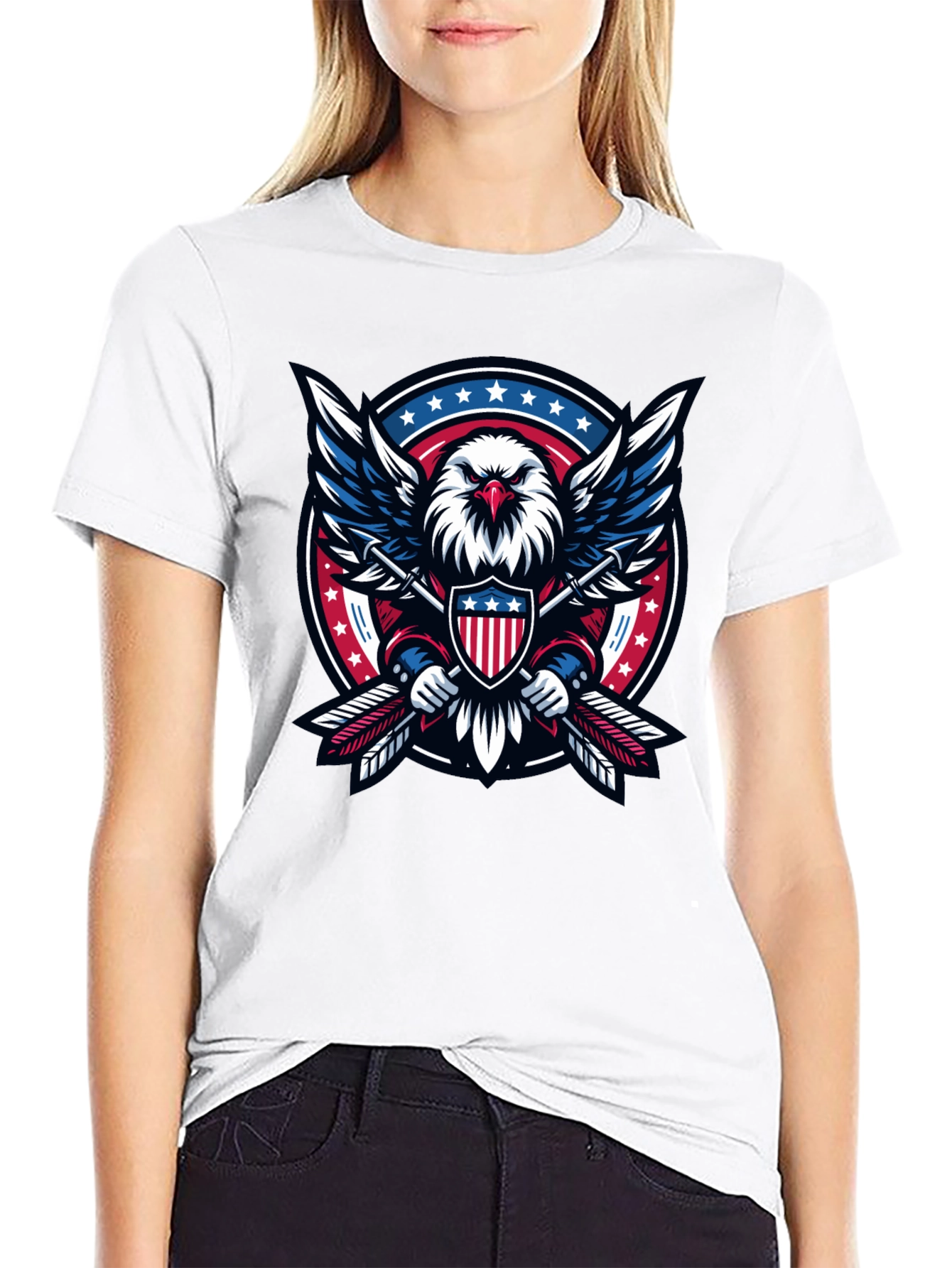 Patriotic Eagle Shield Graphic Tee - USA Pride