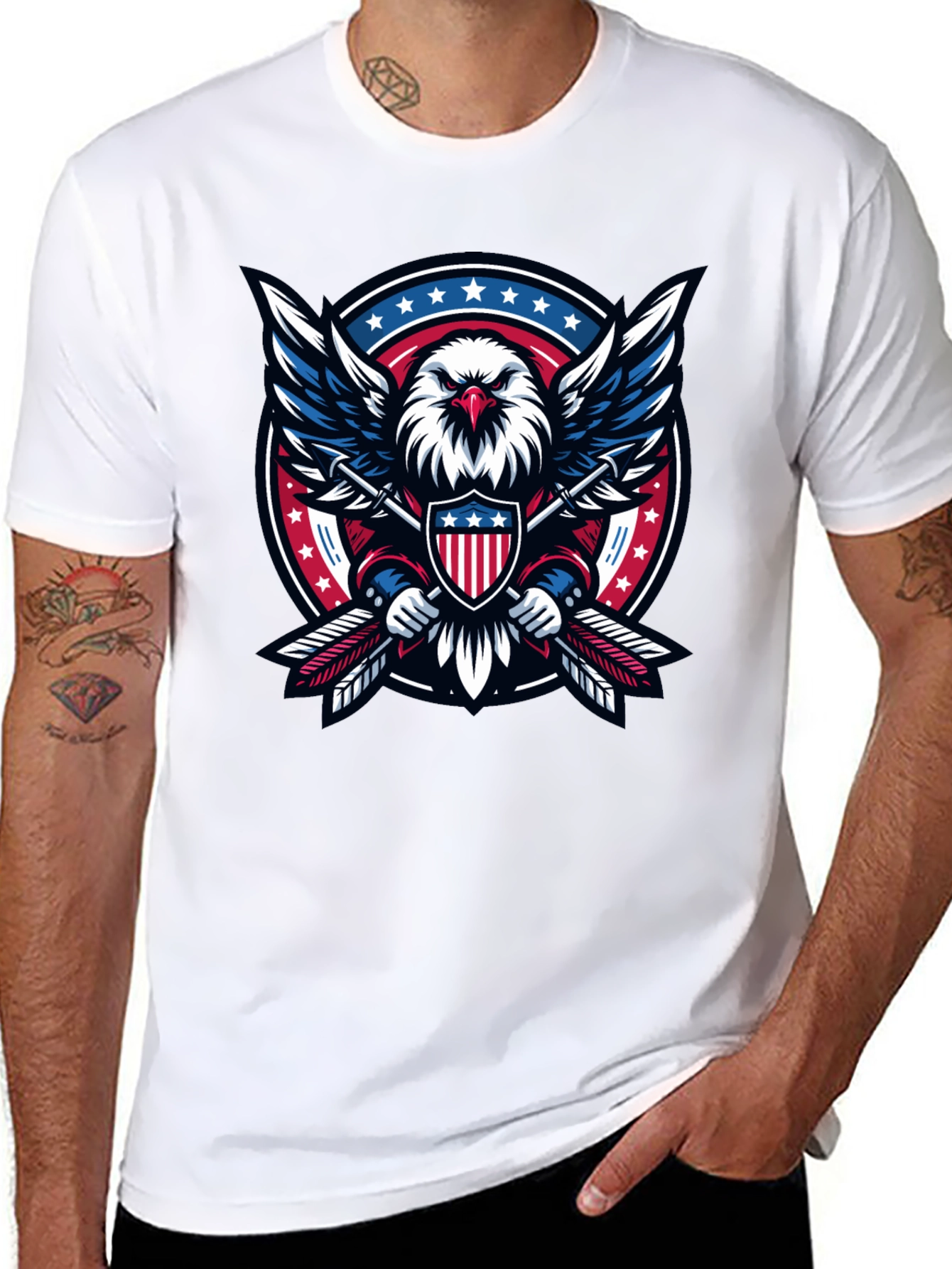 Patriotic Eagle Shield Graphic Tee - USA Pride