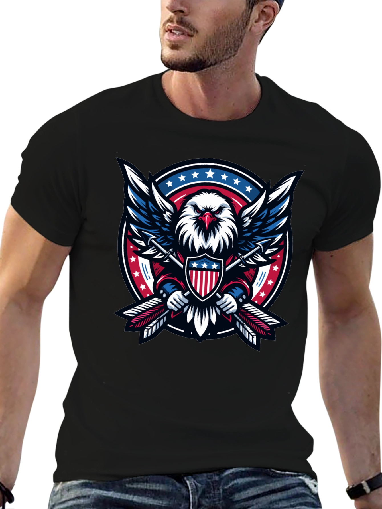 Patriotic Eagle Shield Graphic Tee - USA Pride