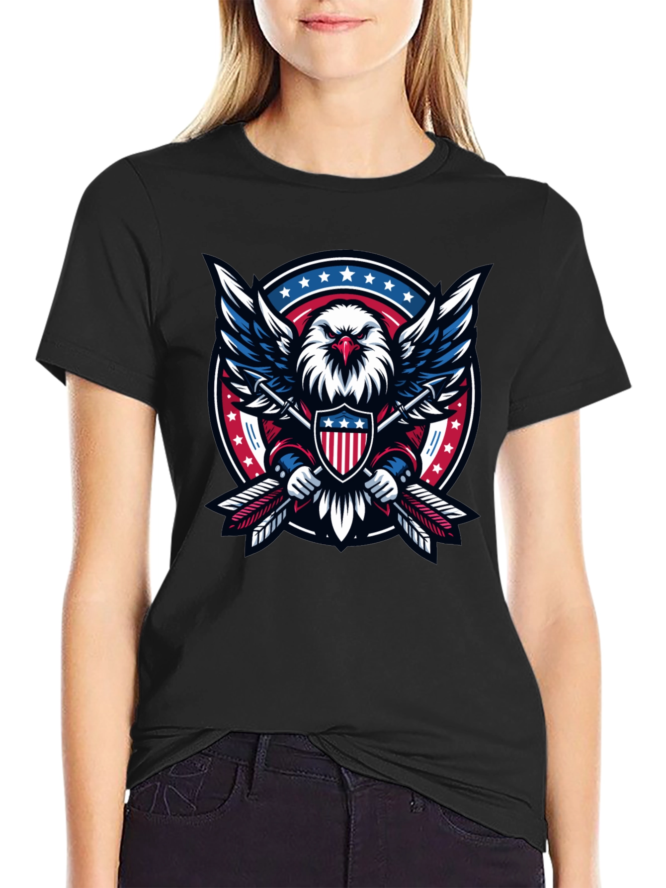 Patriotic Eagle Shield Graphic Tee - USA Pride