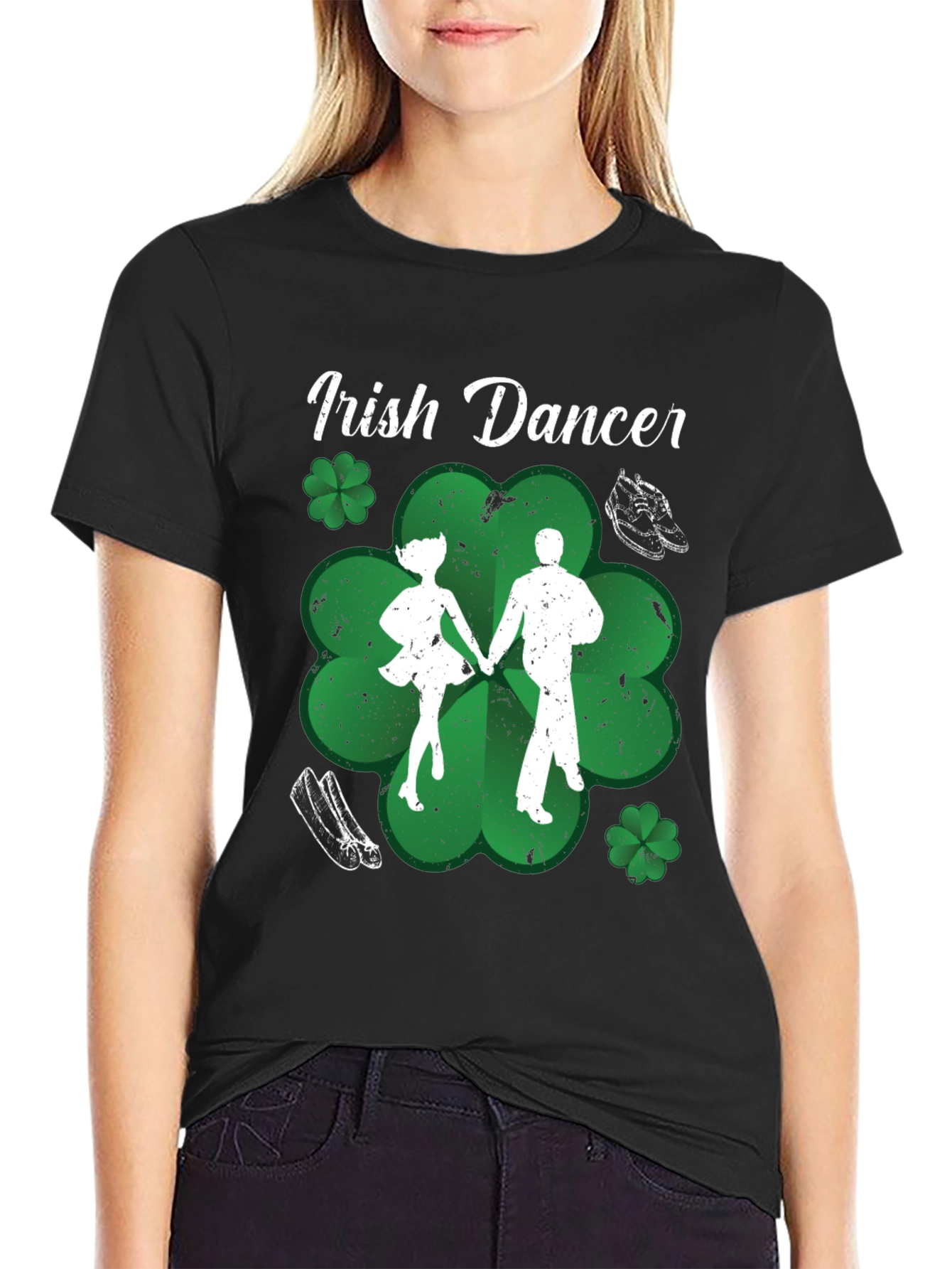 Irish Dancer T-Shirt St. Patricks Day Black Cotton