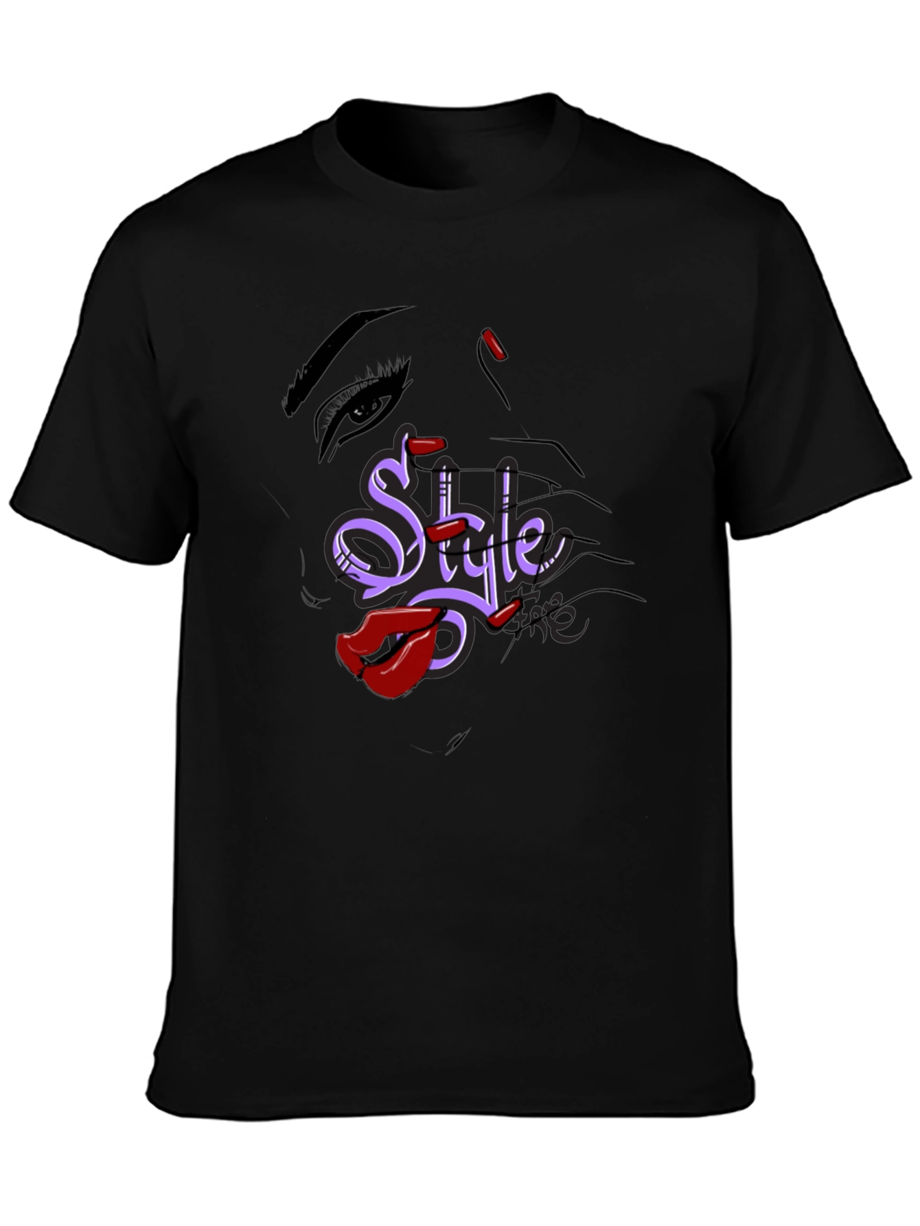 Stylish Graphic Tee - Style Text Lip Print