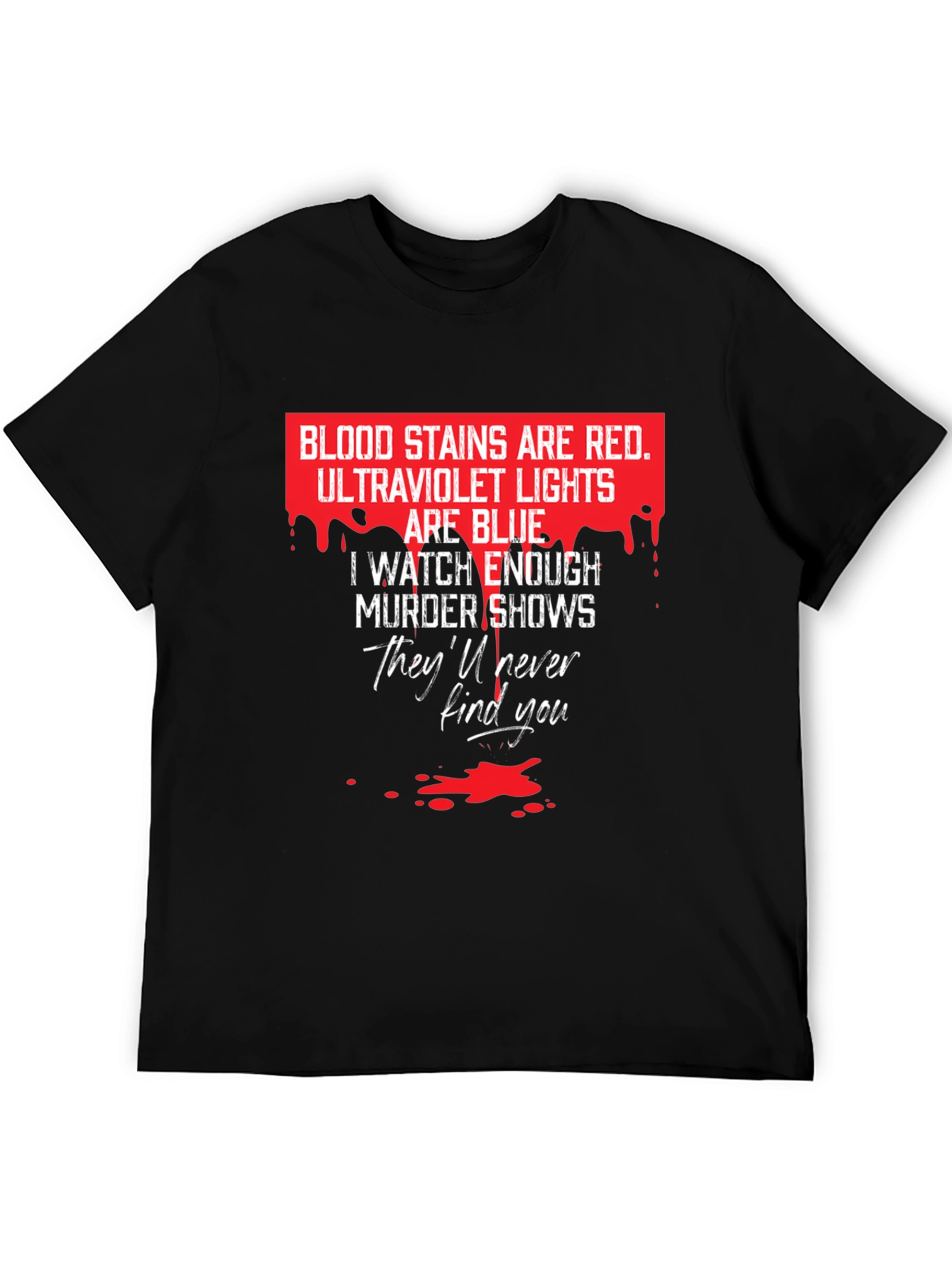 Murder Shows Graphic Tee - Red and Blue T-Shirt