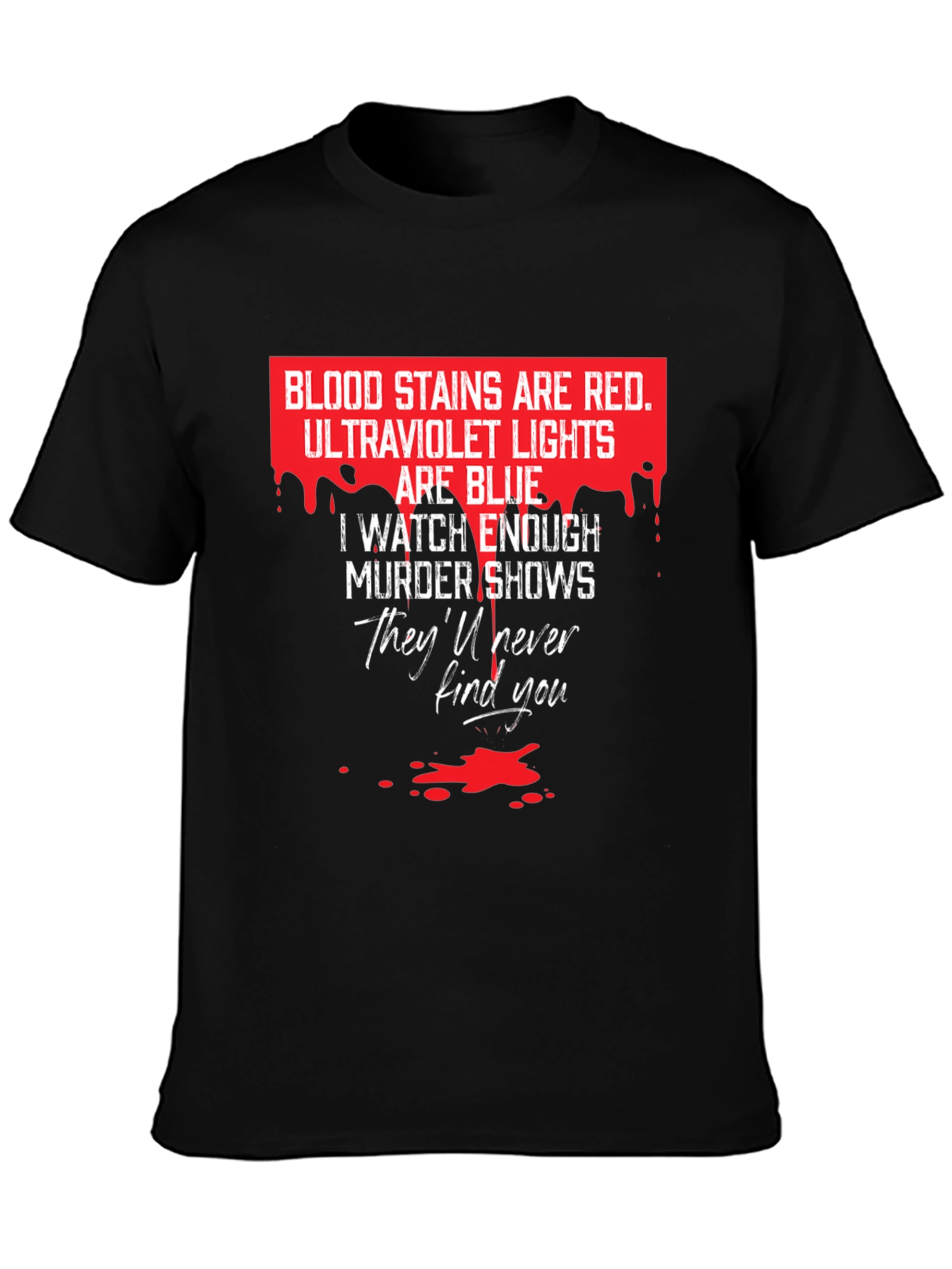 Murder Shows Graphic Tee - Red and Blue T-Shirt