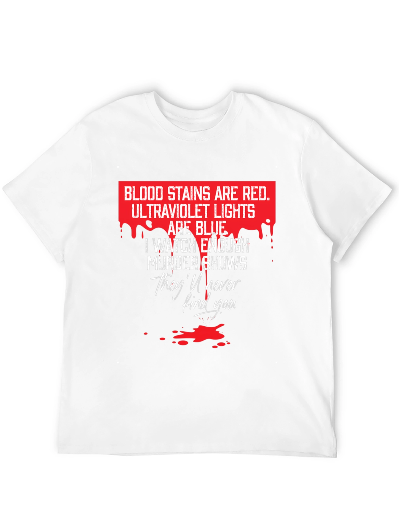 Murder Shows Graphic Tee - Red and Blue T-Shirt