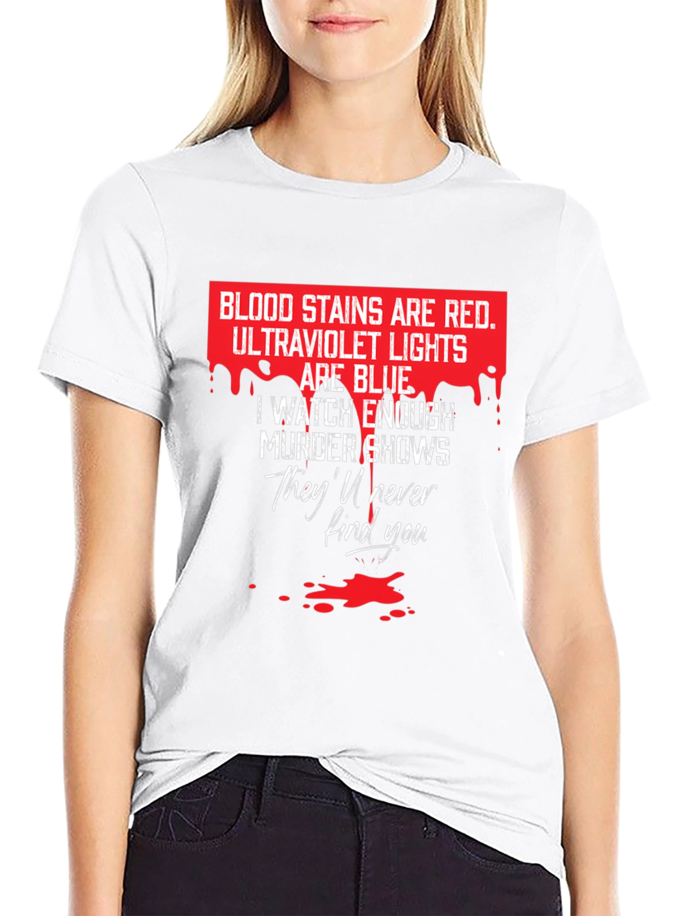 Murder Shows Graphic Tee - Red and Blue T-Shirt