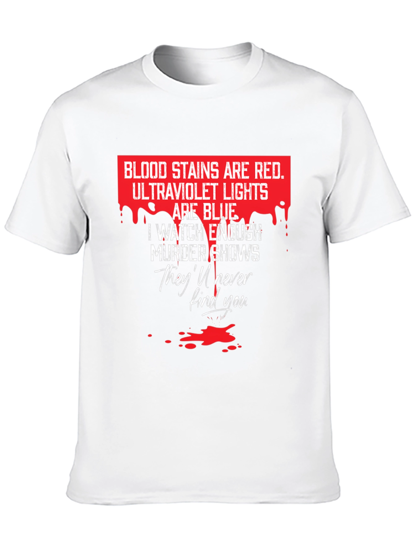Murder Shows Graphic Tee - Red and Blue T-Shirt
