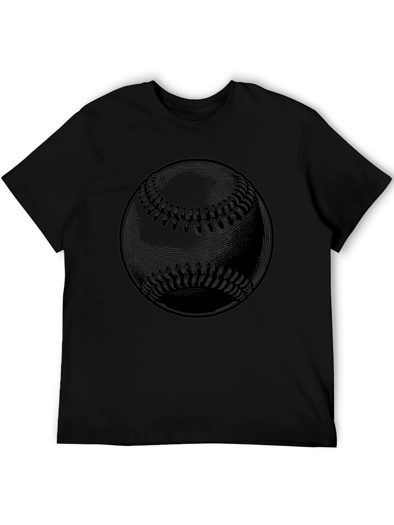 Baseball Graphic Tee - Solid Black Cotton