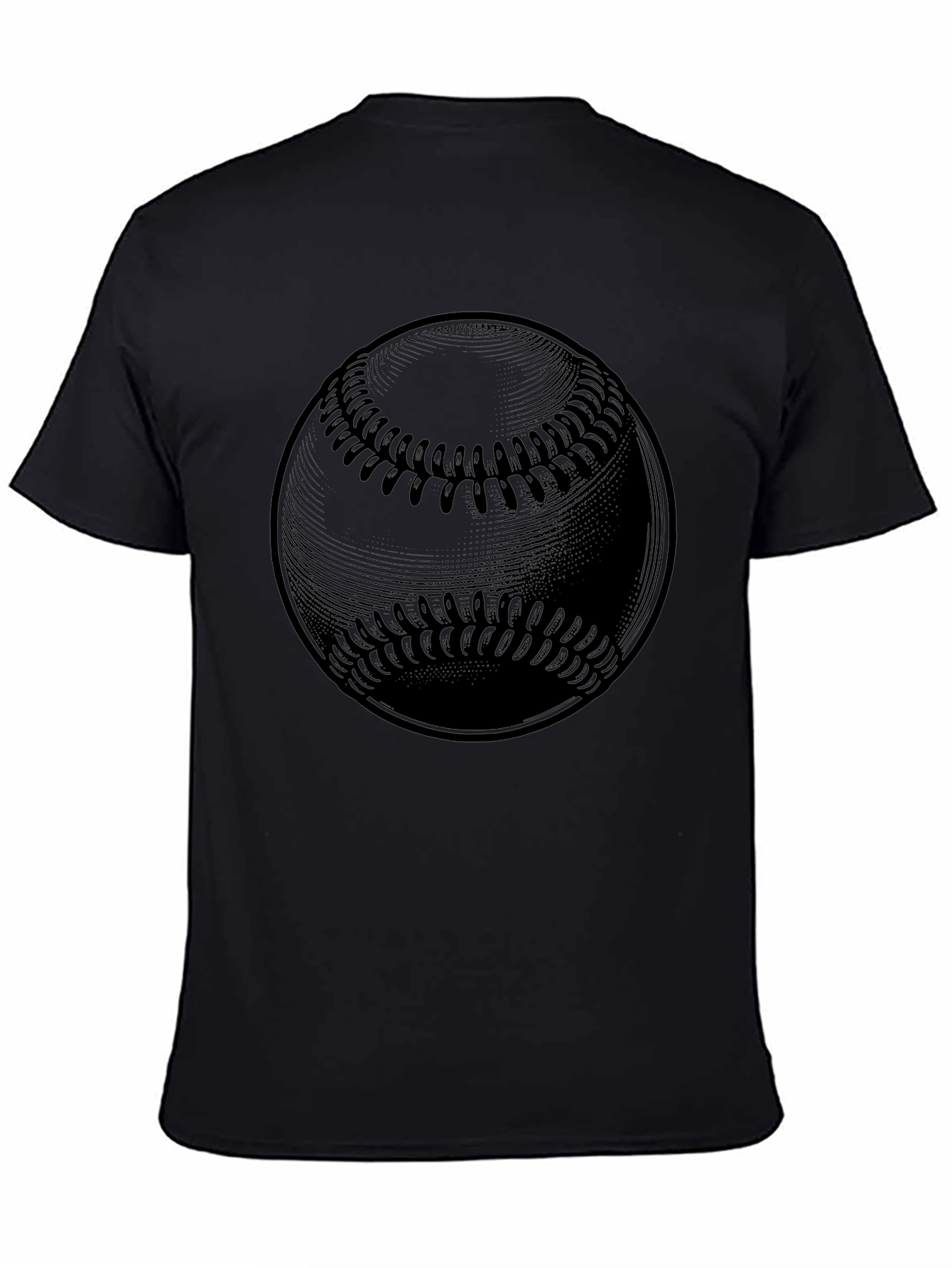 Baseball Graphic Tee - Solid Black Cotton