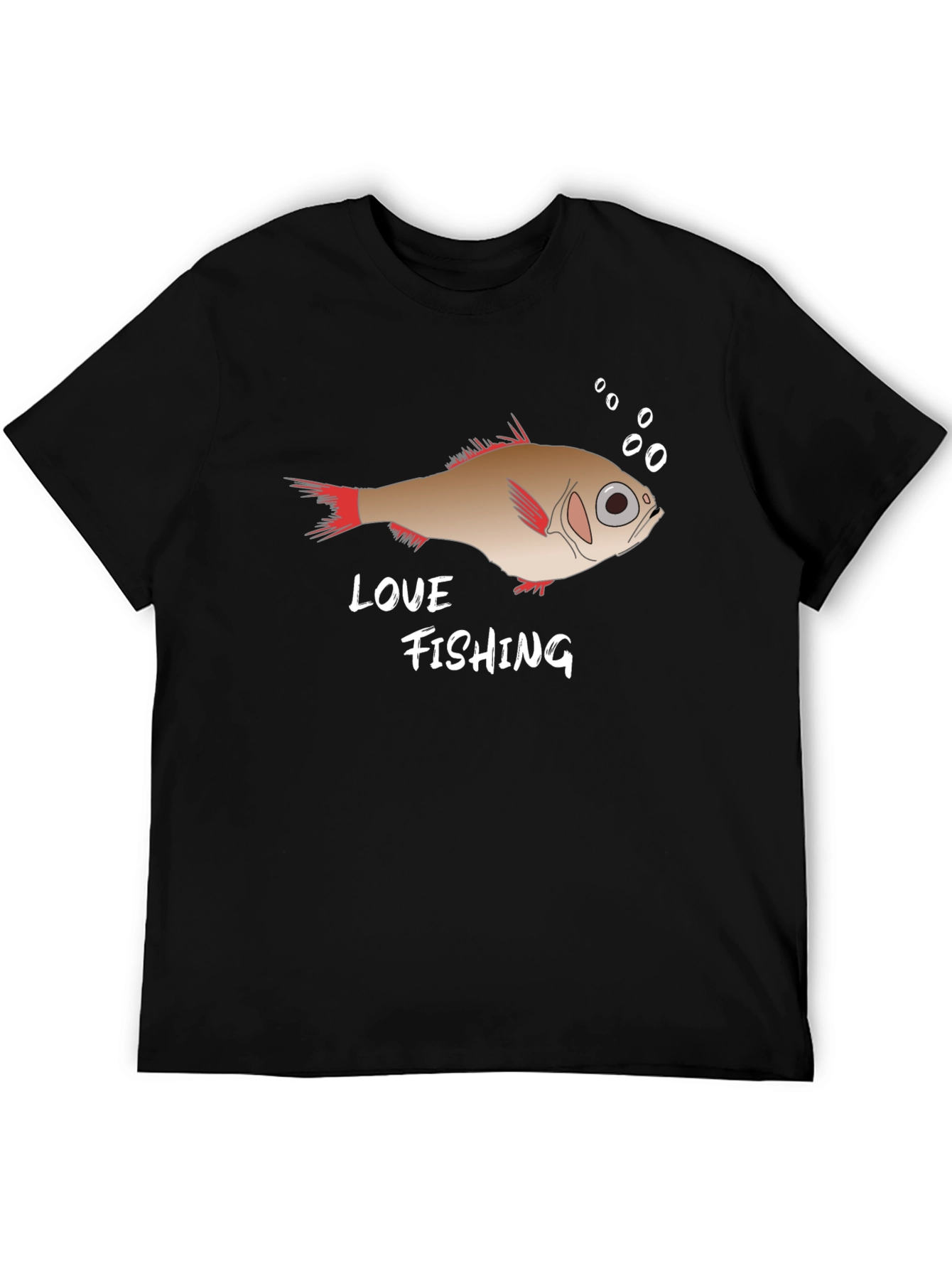 Love Fishing Graphic Tee - Black Cotton T-Shirt