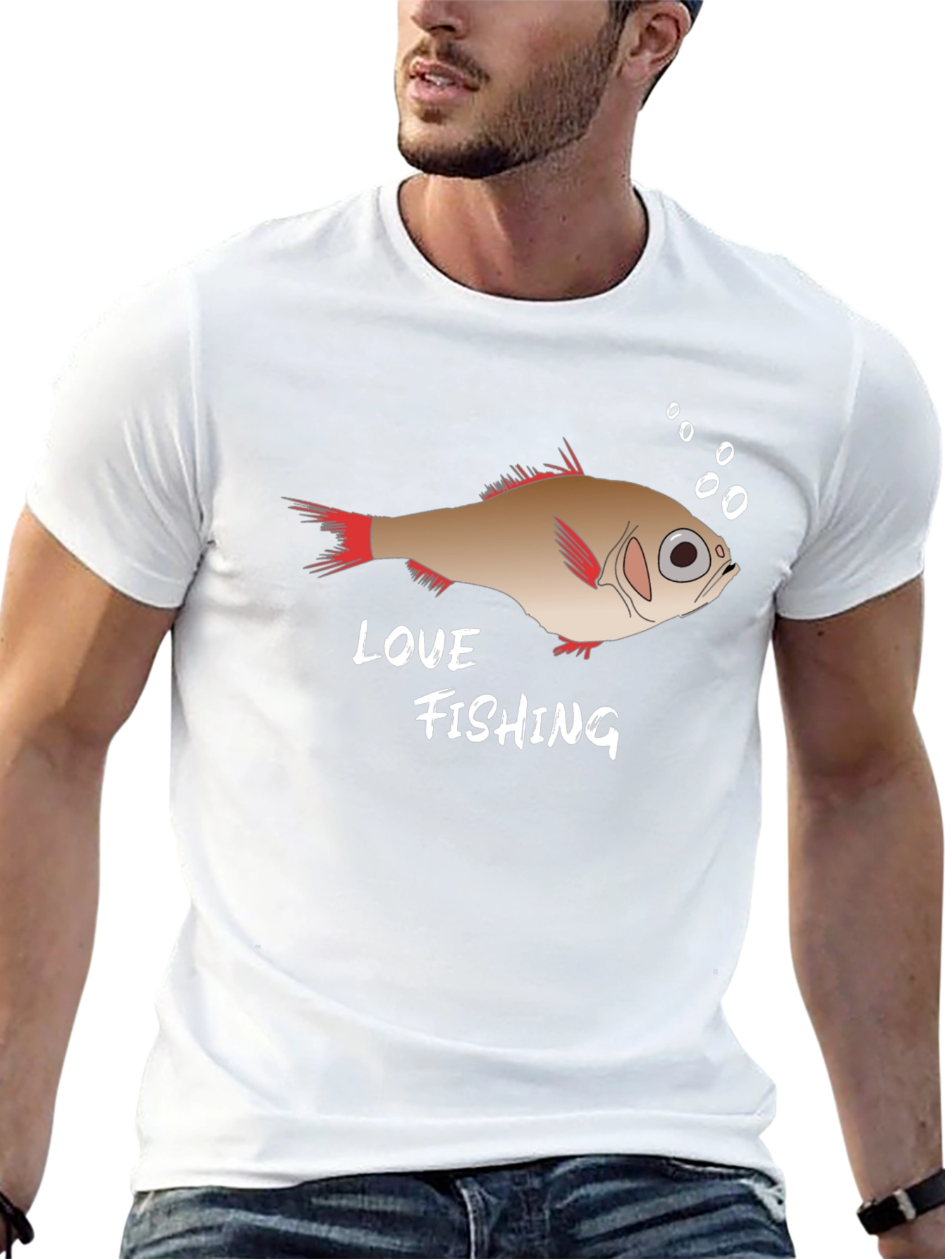 Love Fishing Graphic Tee - Black Cotton T-Shirt