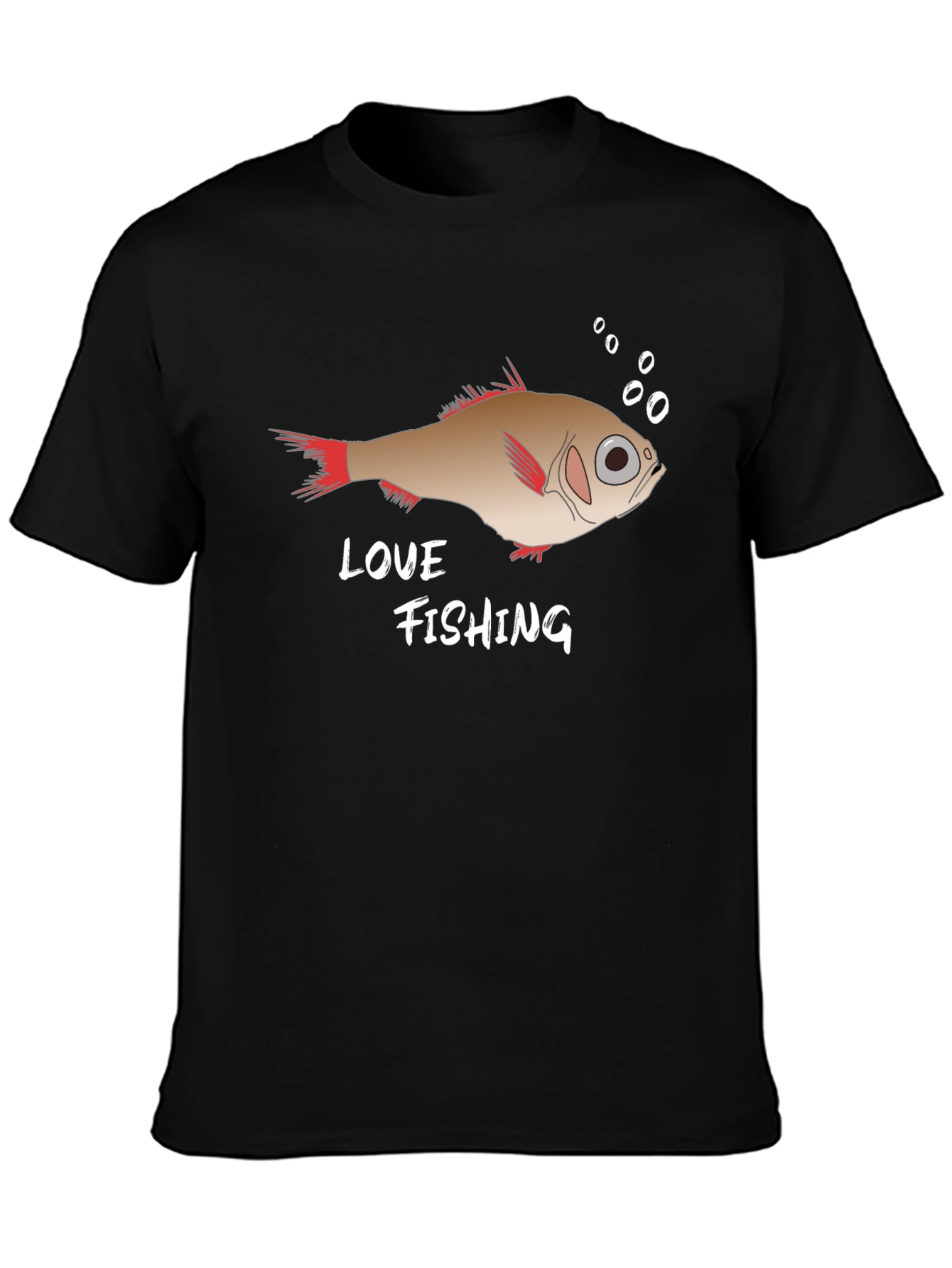 Love Fishing Graphic Tee - Black Cotton T-Shirt