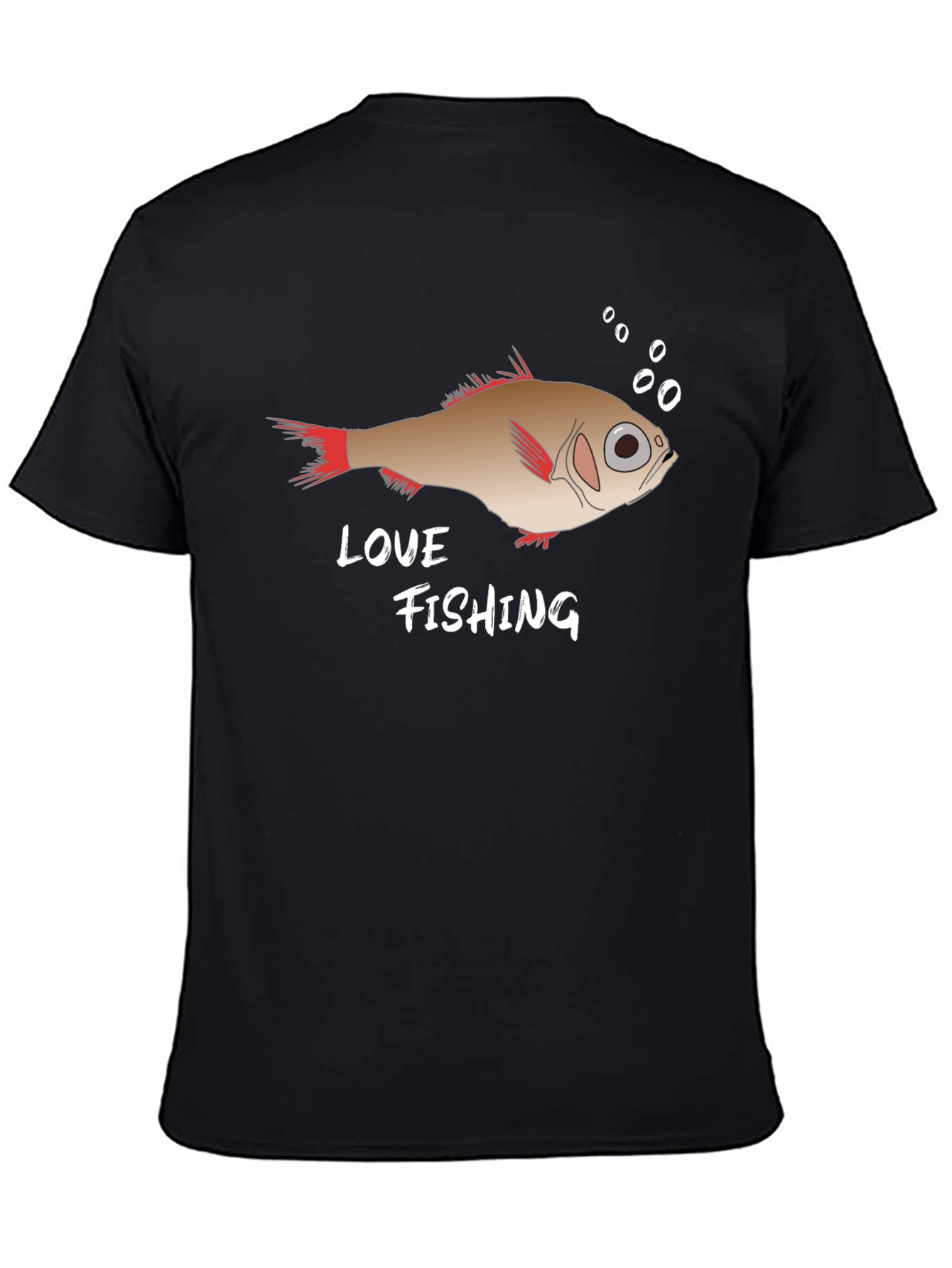 Love Fishing Graphic Tee - Black Cotton T-Shirt