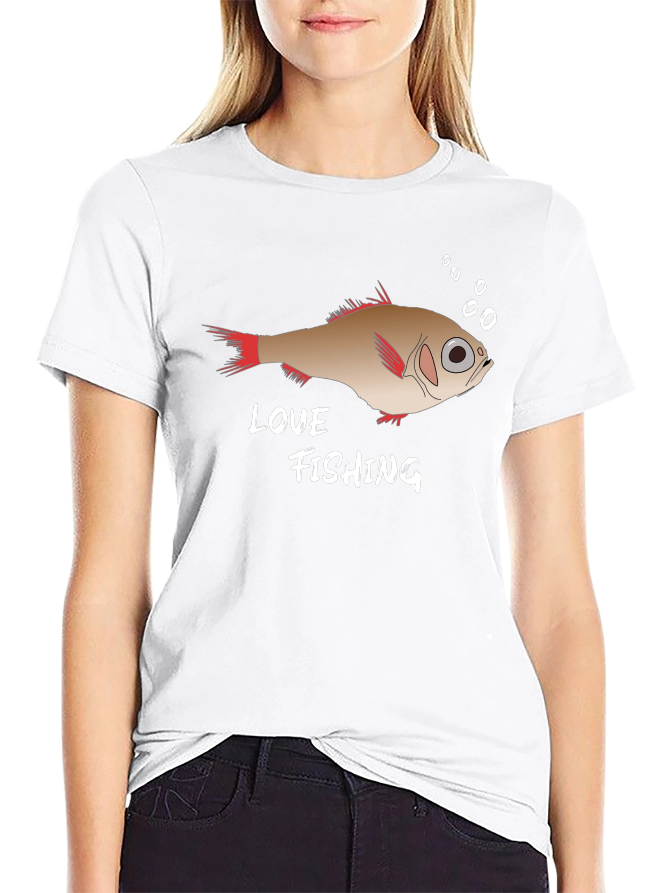 Love Fishing Graphic Tee - Black Cotton T-Shirt