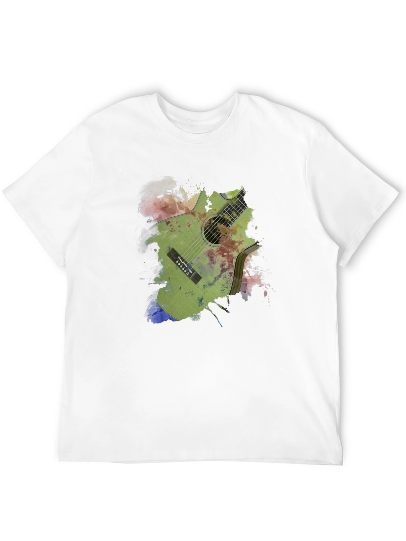 Guitar Art Print Mens Black T-Shirt