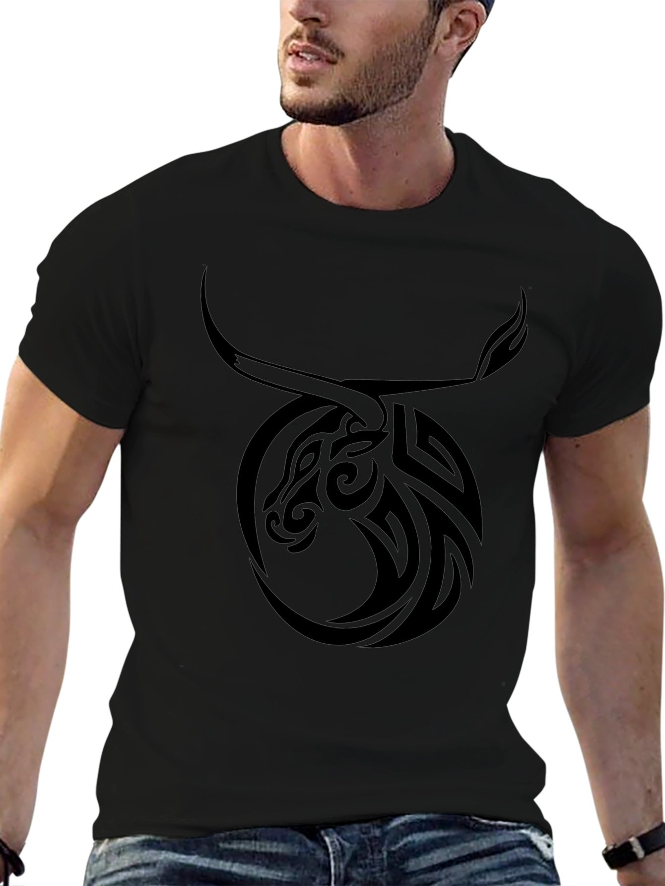 Tribal Taurus Graphic Tee - Black