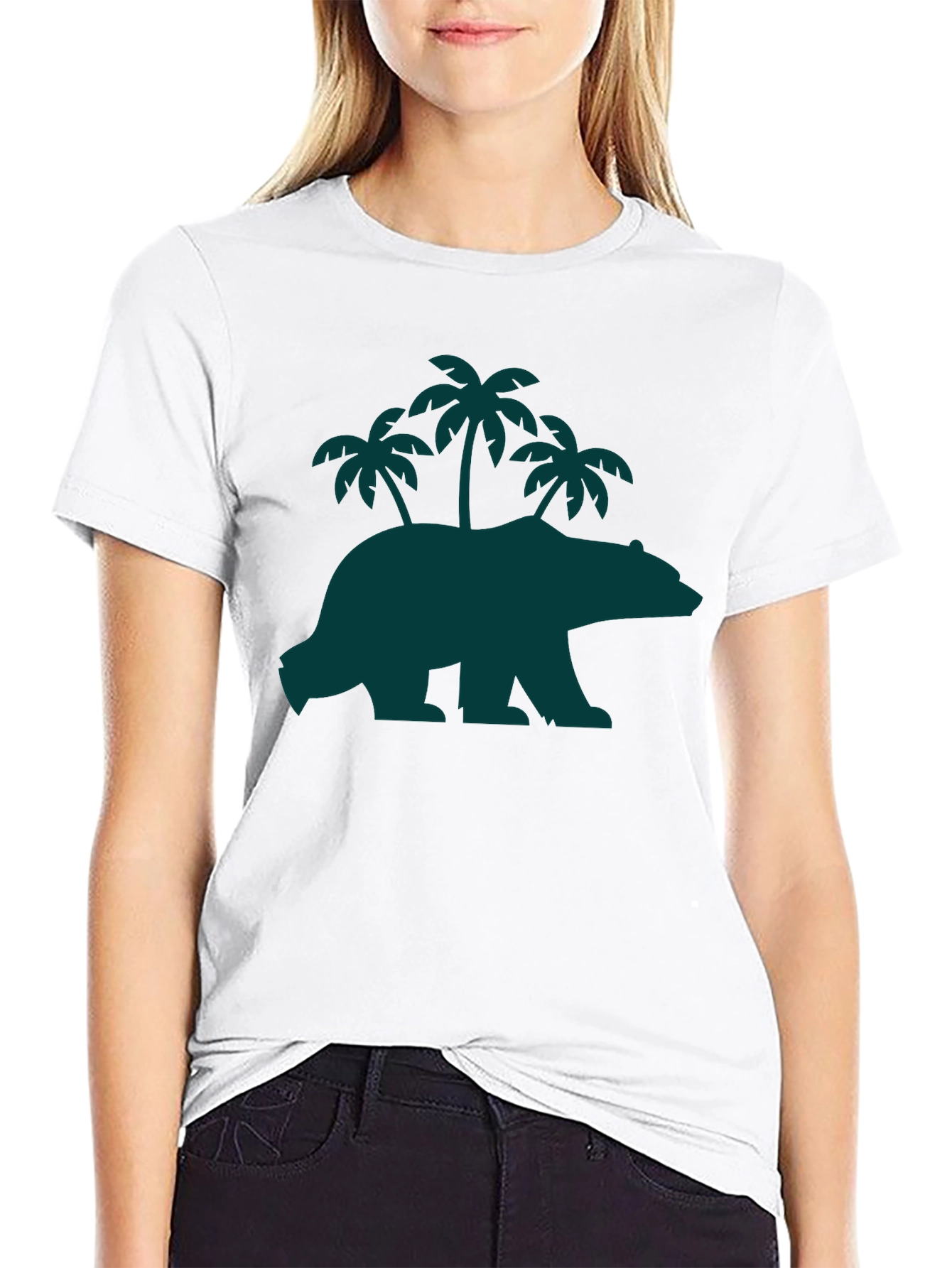 Bear & Palm Tree Graphic Tee - Casual Style