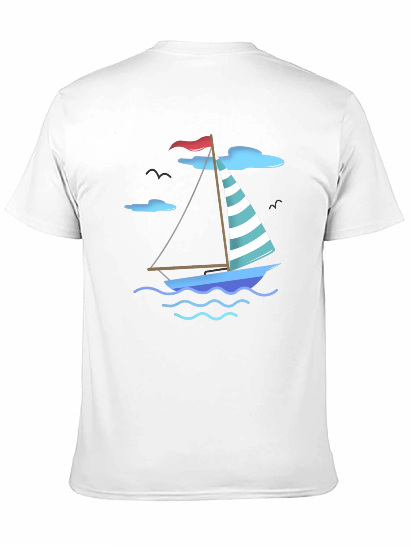 Nautical Sailboat Graphic Tee - Black Cotton T-Shirt