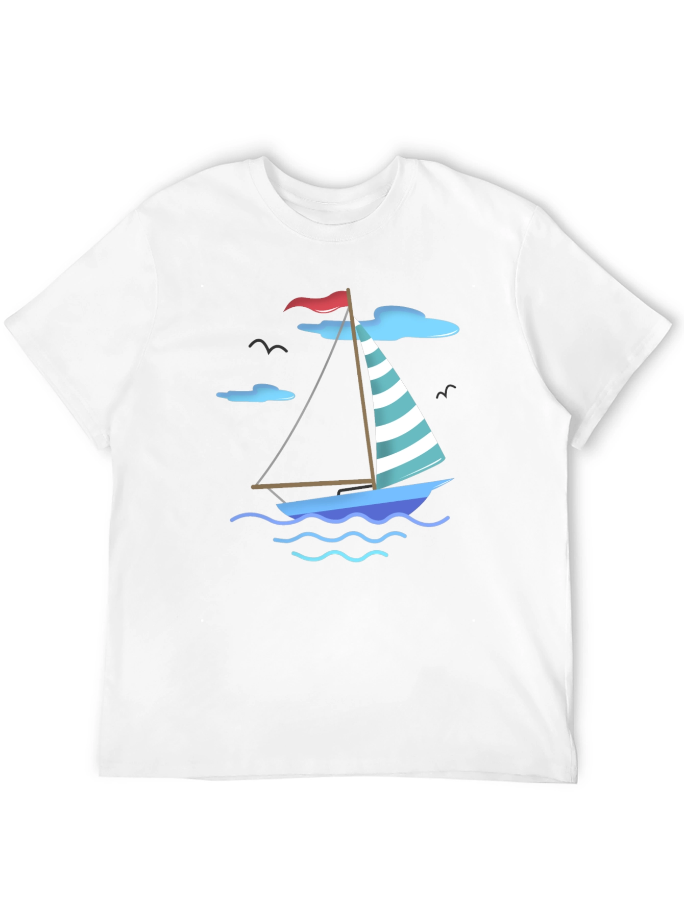 Nautical Sailboat Graphic Tee - Black Cotton T-Shirt