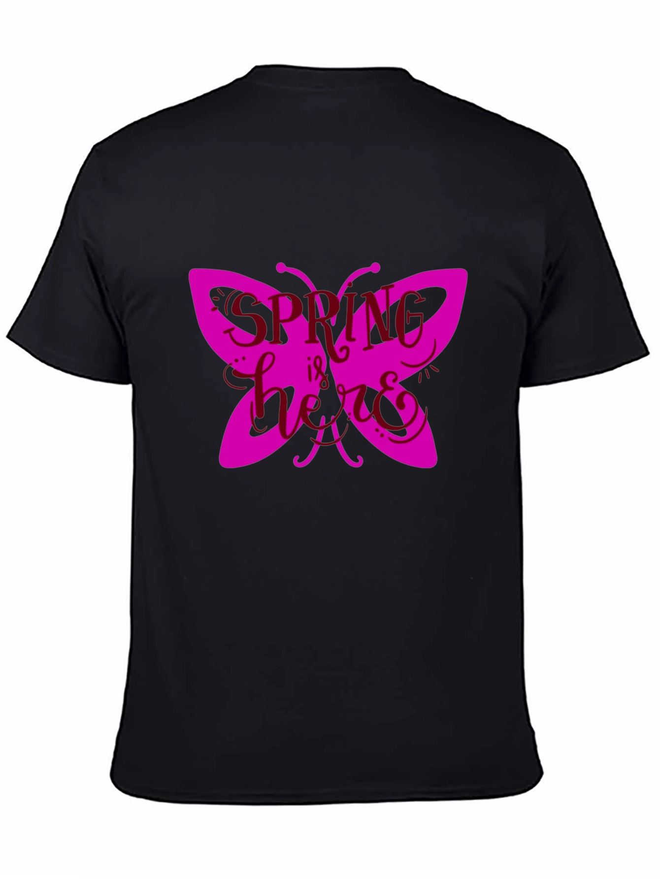 Spring Butterfly Graphic Tee - Black