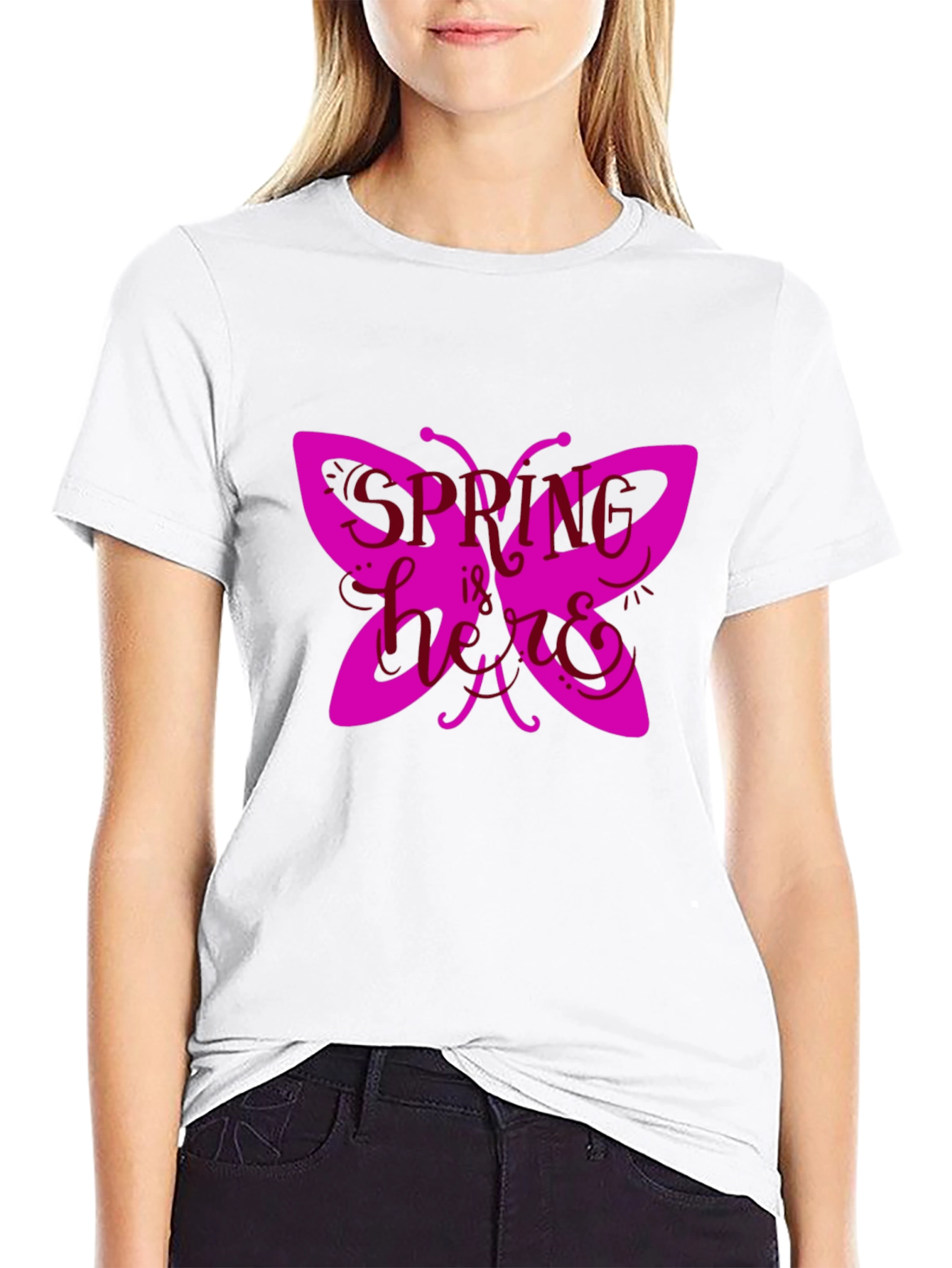 Spring Butterfly Graphic Tee - Black