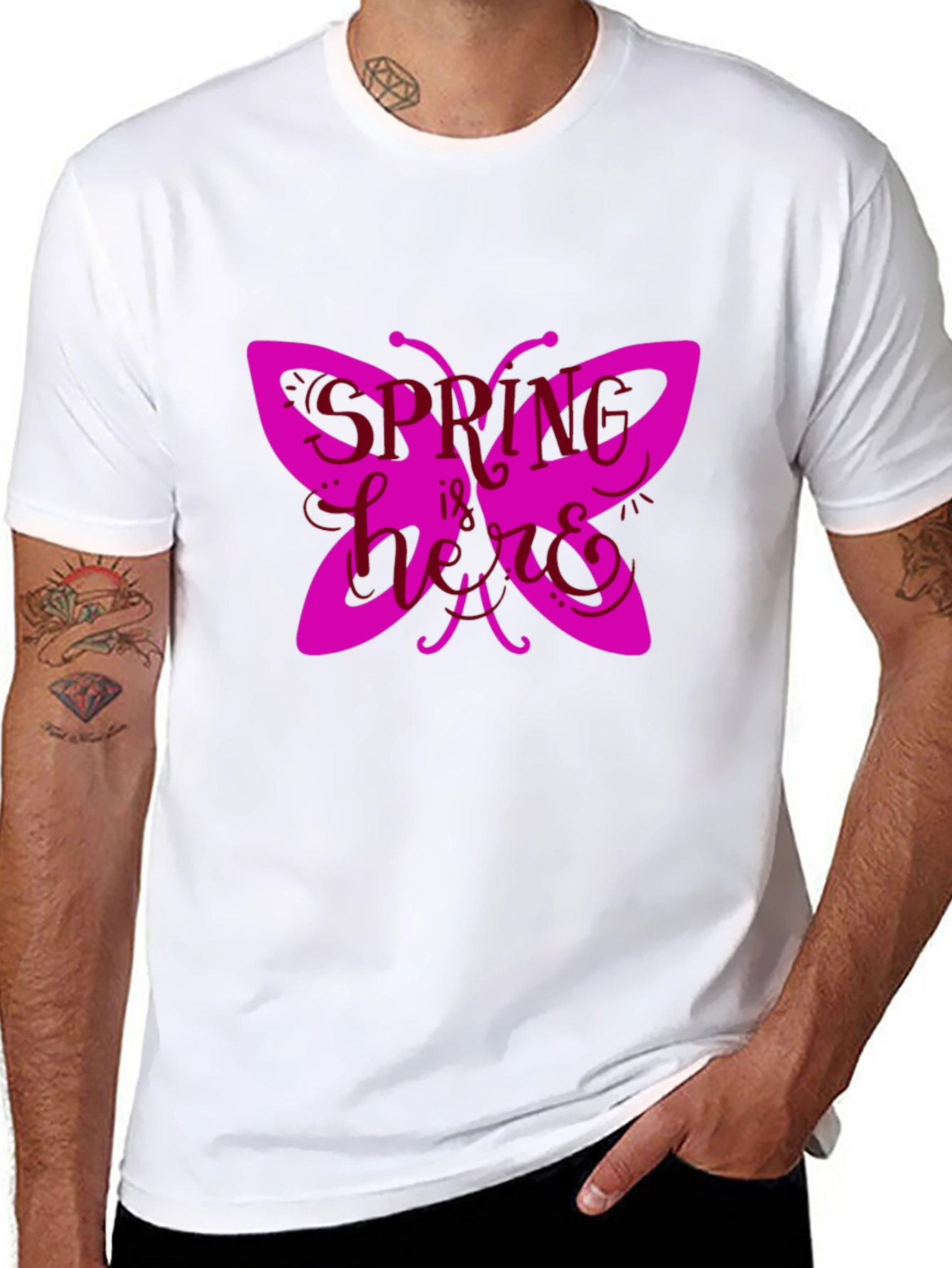 Spring Butterfly Graphic Tee - Black