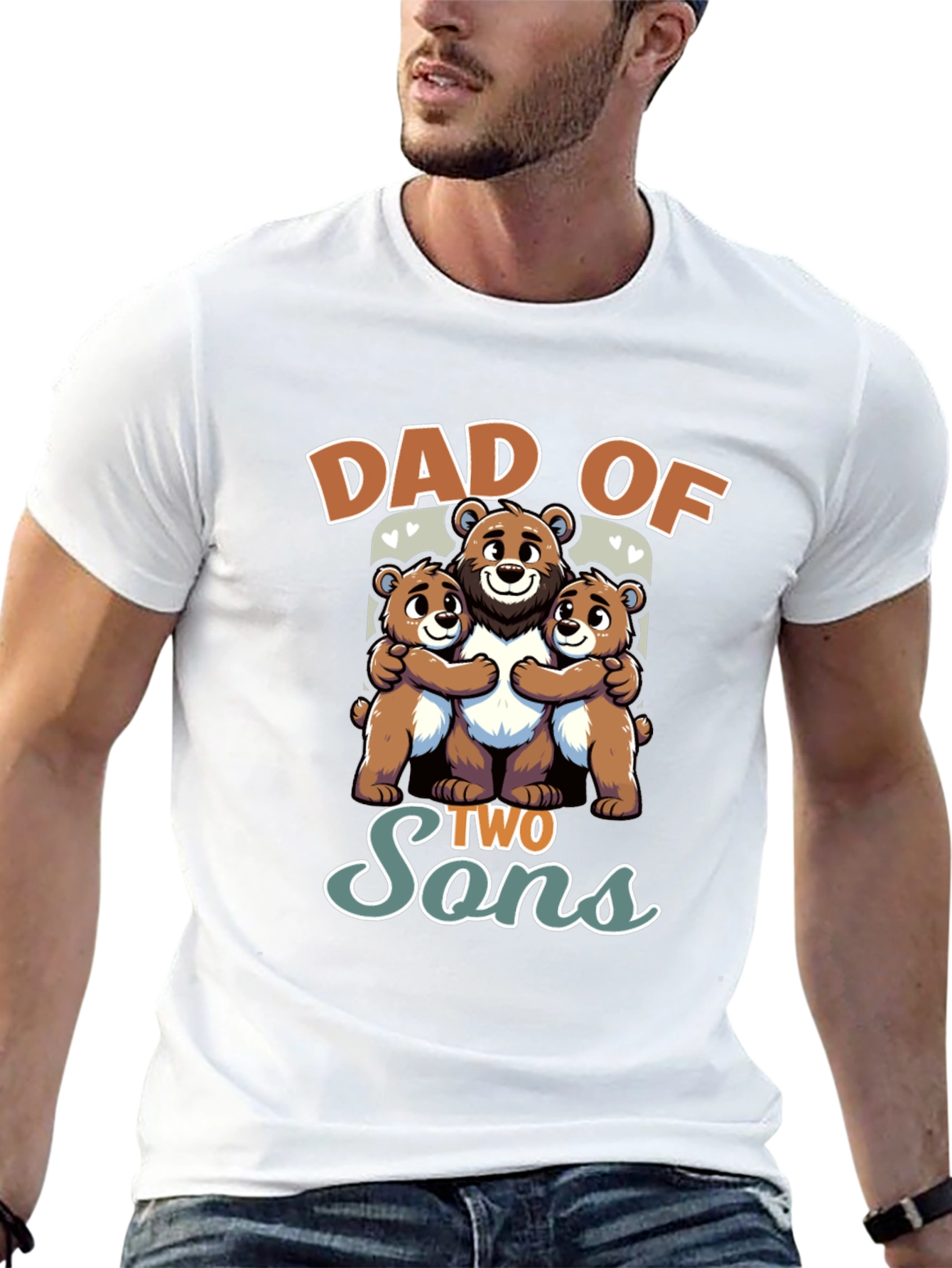 Dad of Two Sons Bear T-Shirt