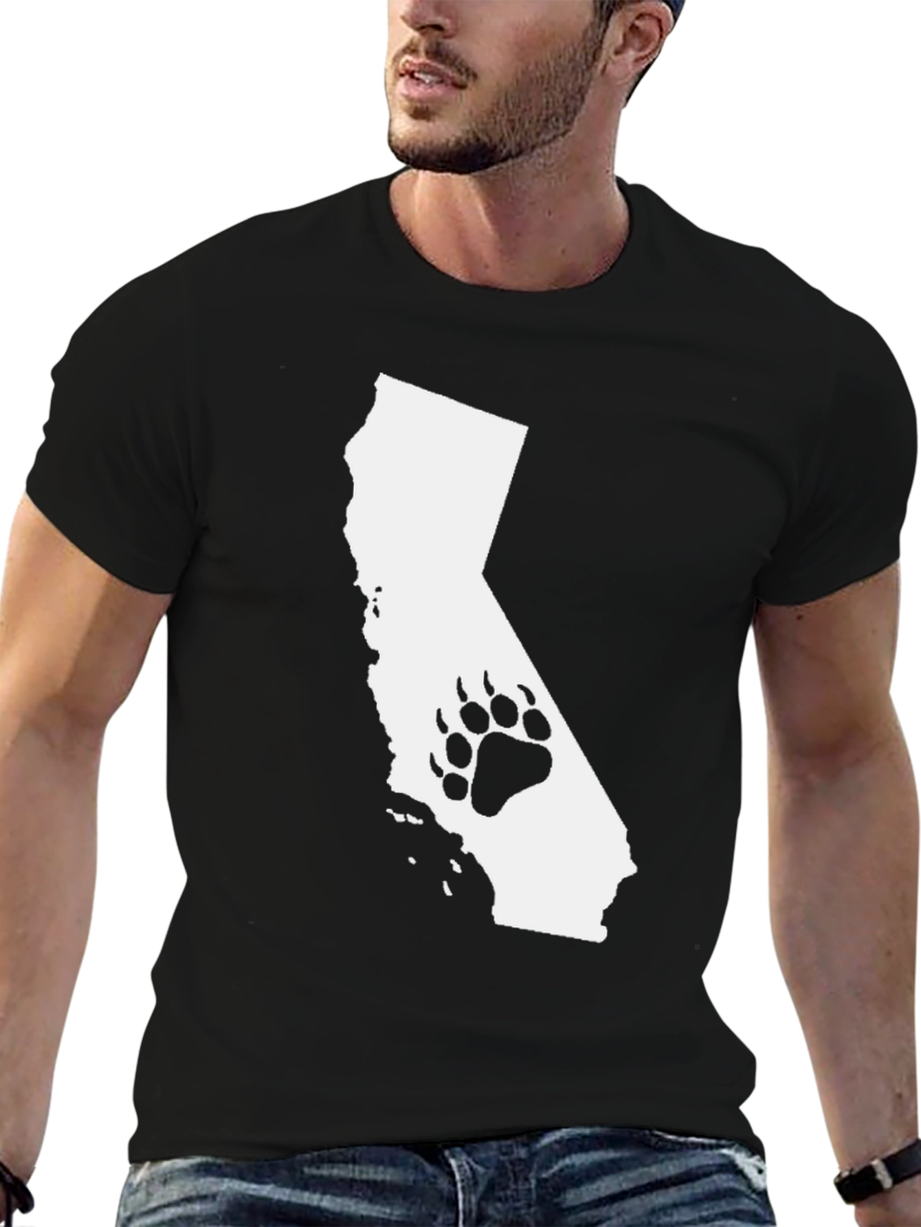 California Bear Paw Print Graphic T-Shirt
