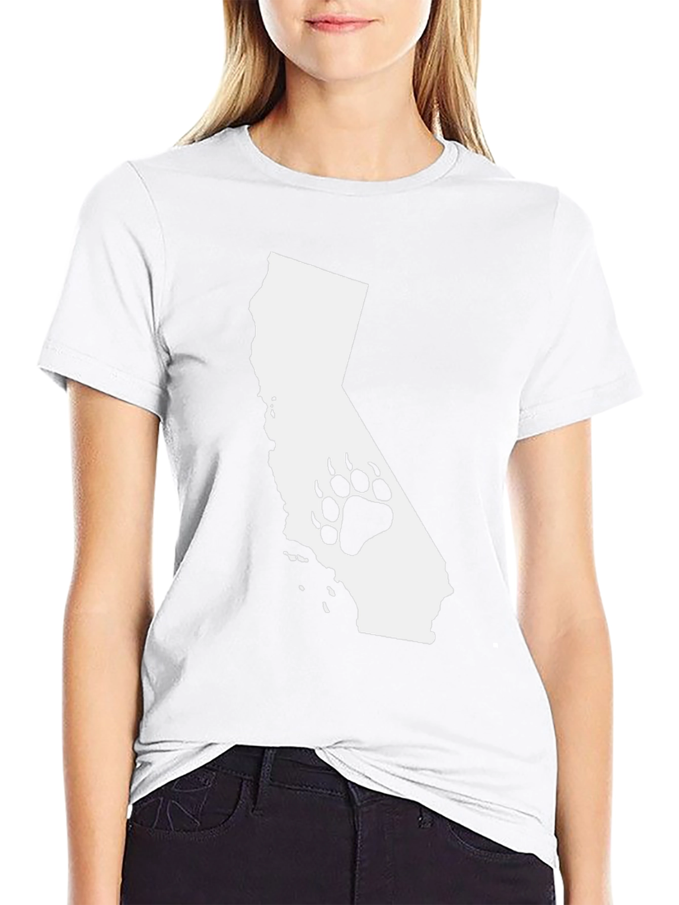 California Bear Paw Print Graphic T-Shirt