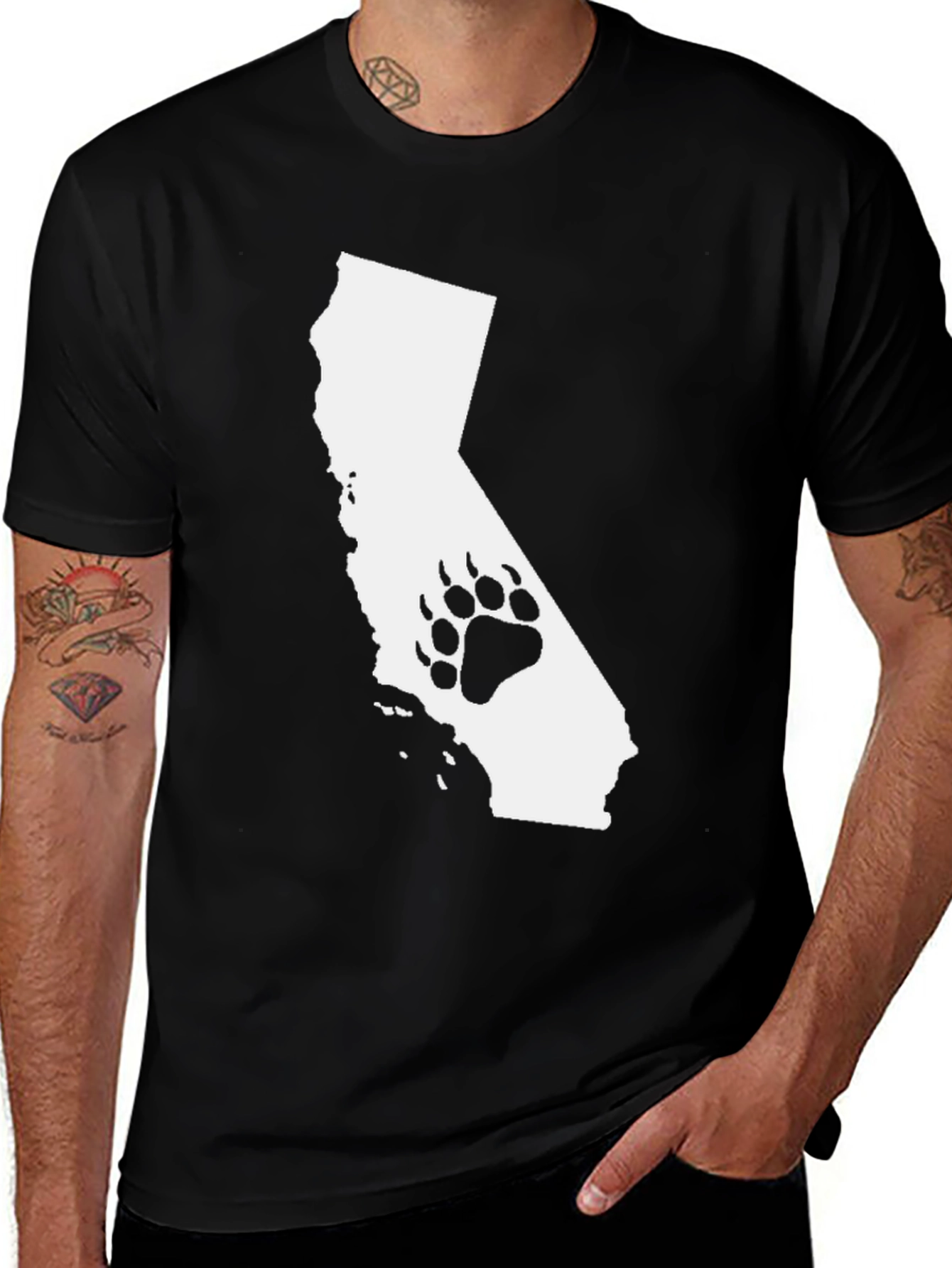 California Bear Paw Print Graphic T-Shirt