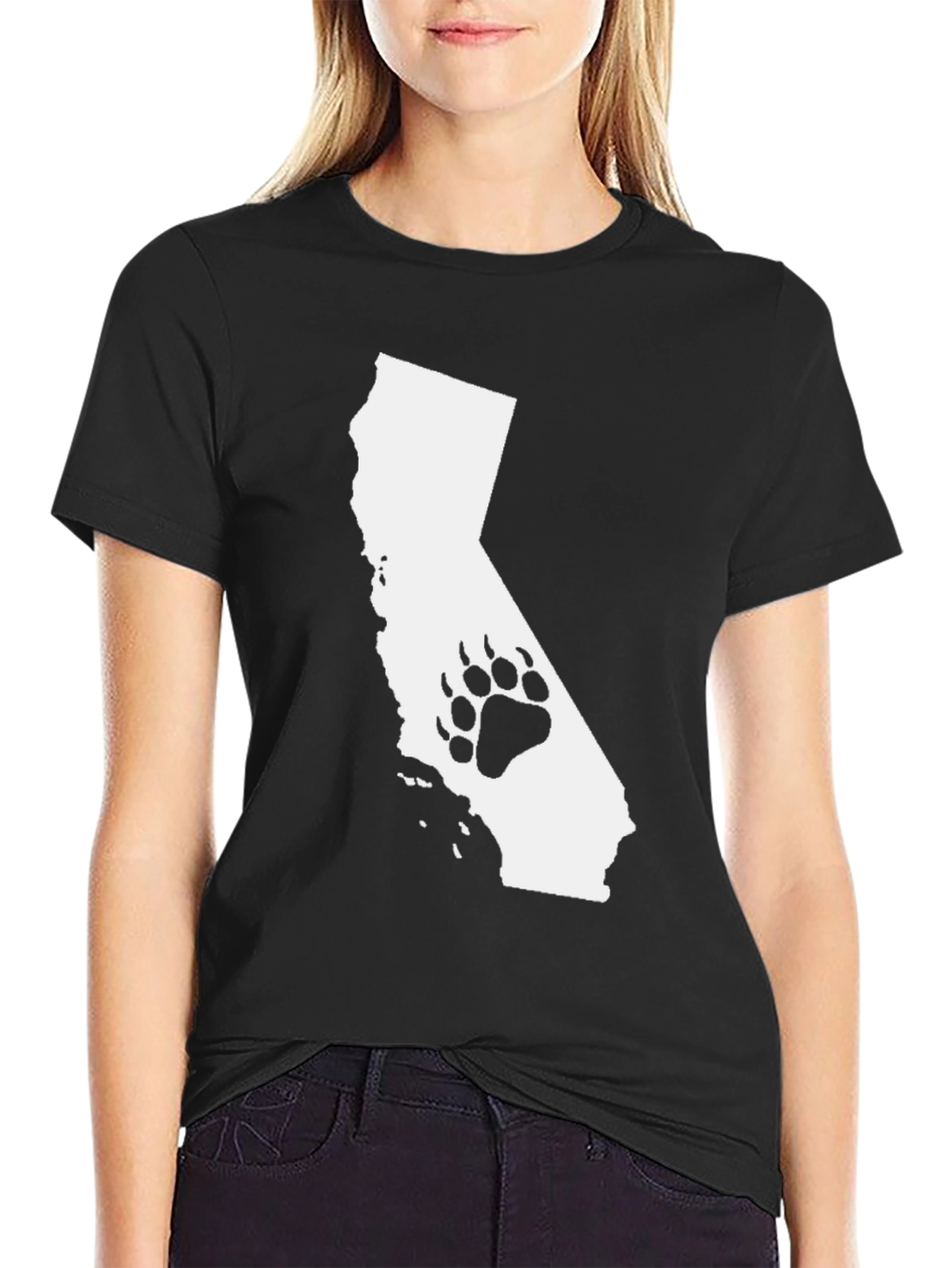California Bear Paw Print Graphic T-Shirt