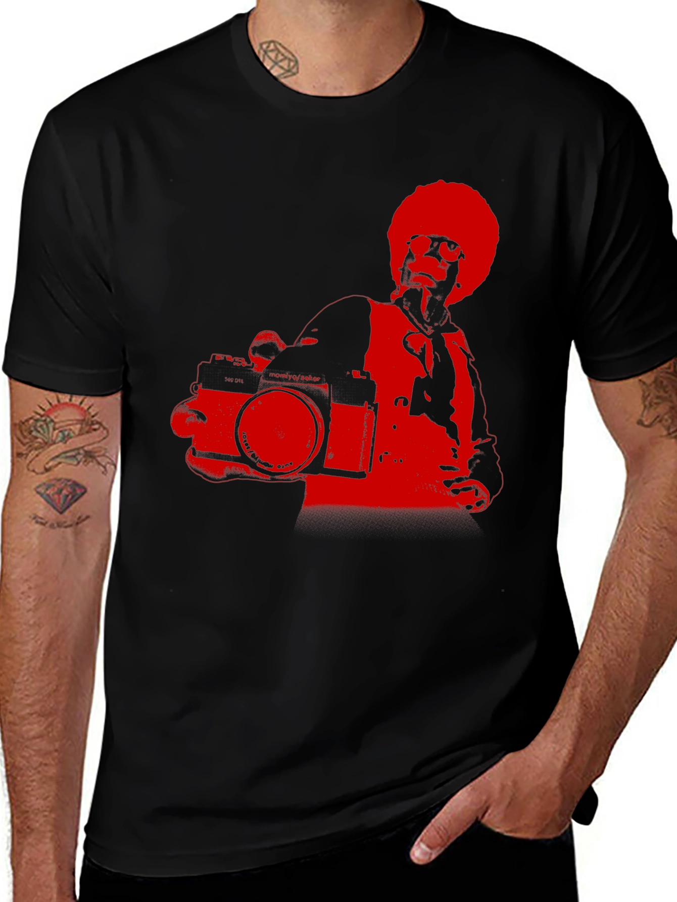 Retro Photographer Graphic Tee - Cool Black T-Shirt