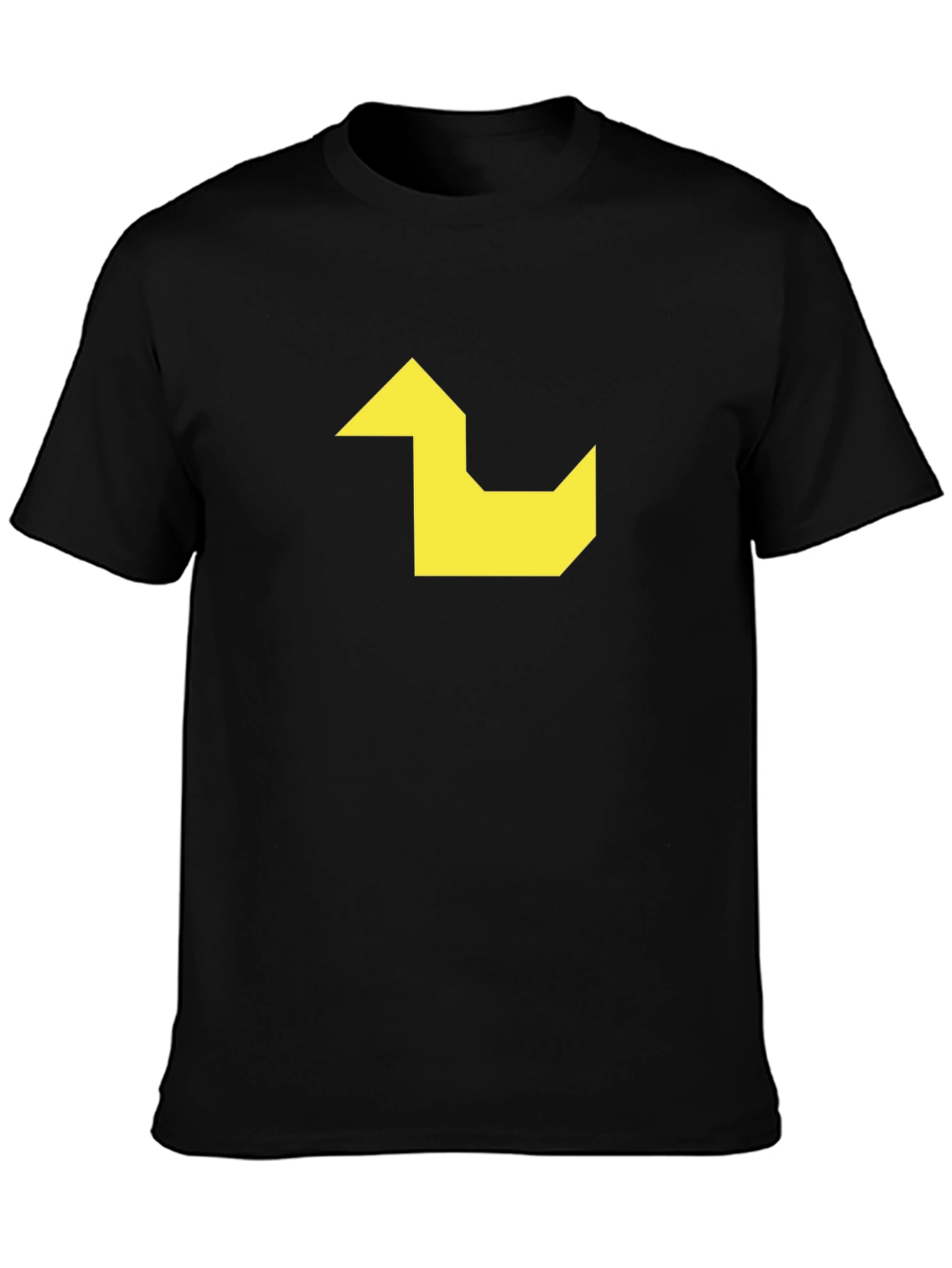 Geometric Duck Graphic Tee - Black Cotton Casual Shirt