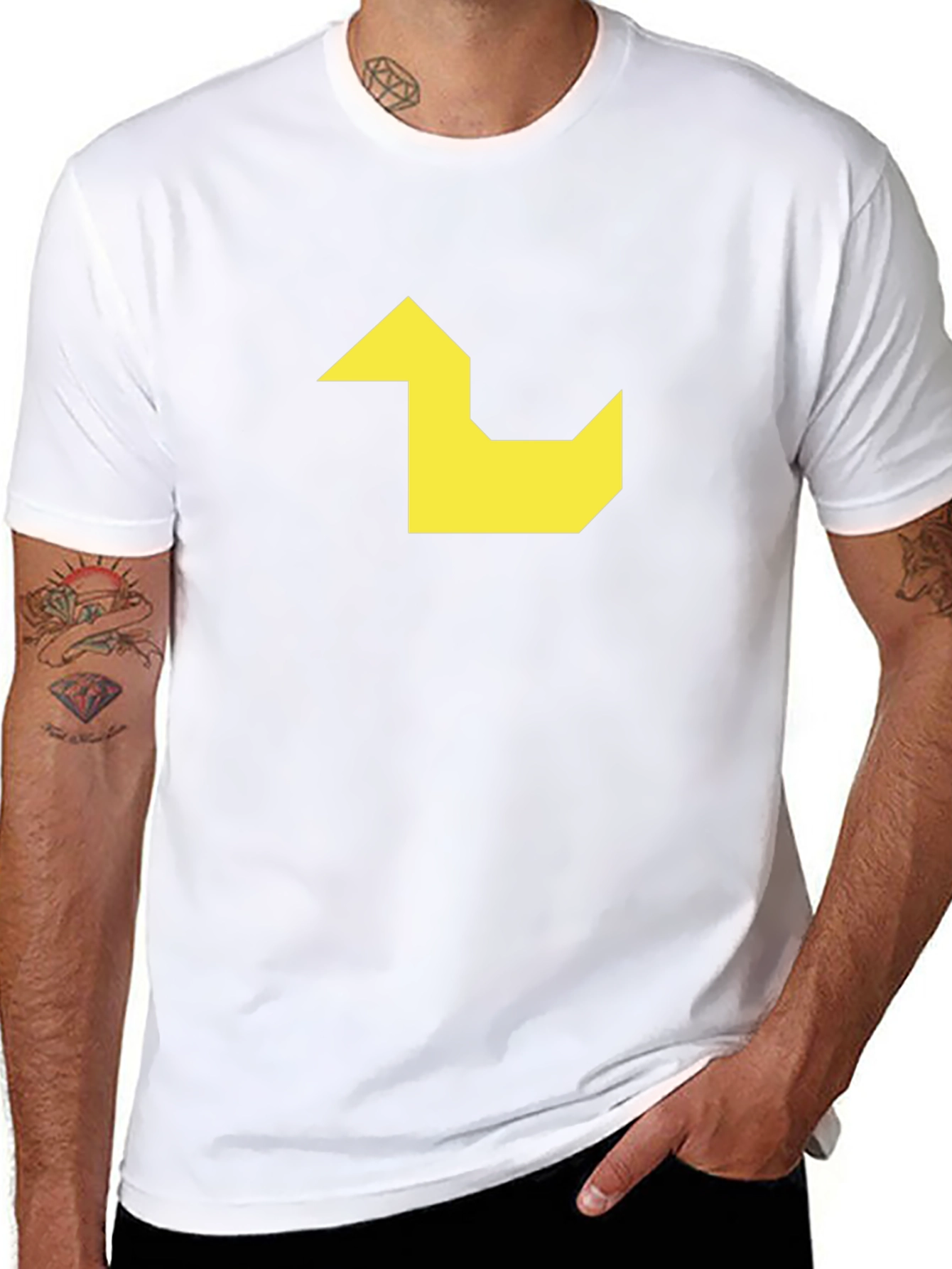 Geometric Duck Graphic Tee - Black Cotton Casual Shirt
