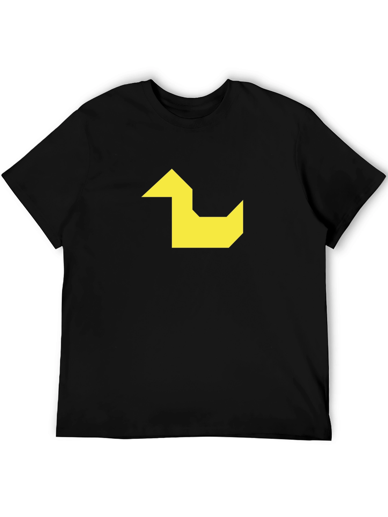 Geometric Duck Graphic Tee - Black Cotton Casual Shirt