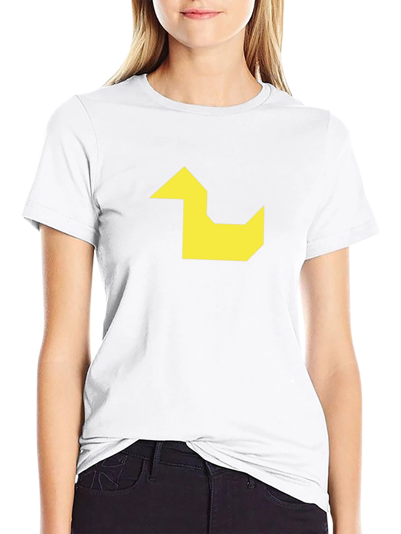 Geometric Duck Graphic Tee - Black Cotton Casual Shirt
