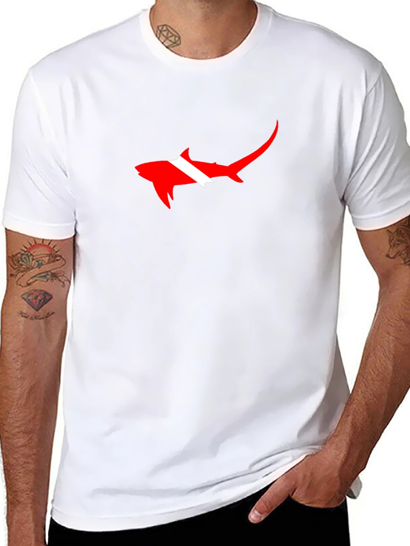 Diver Shark Graphic Tee - Black