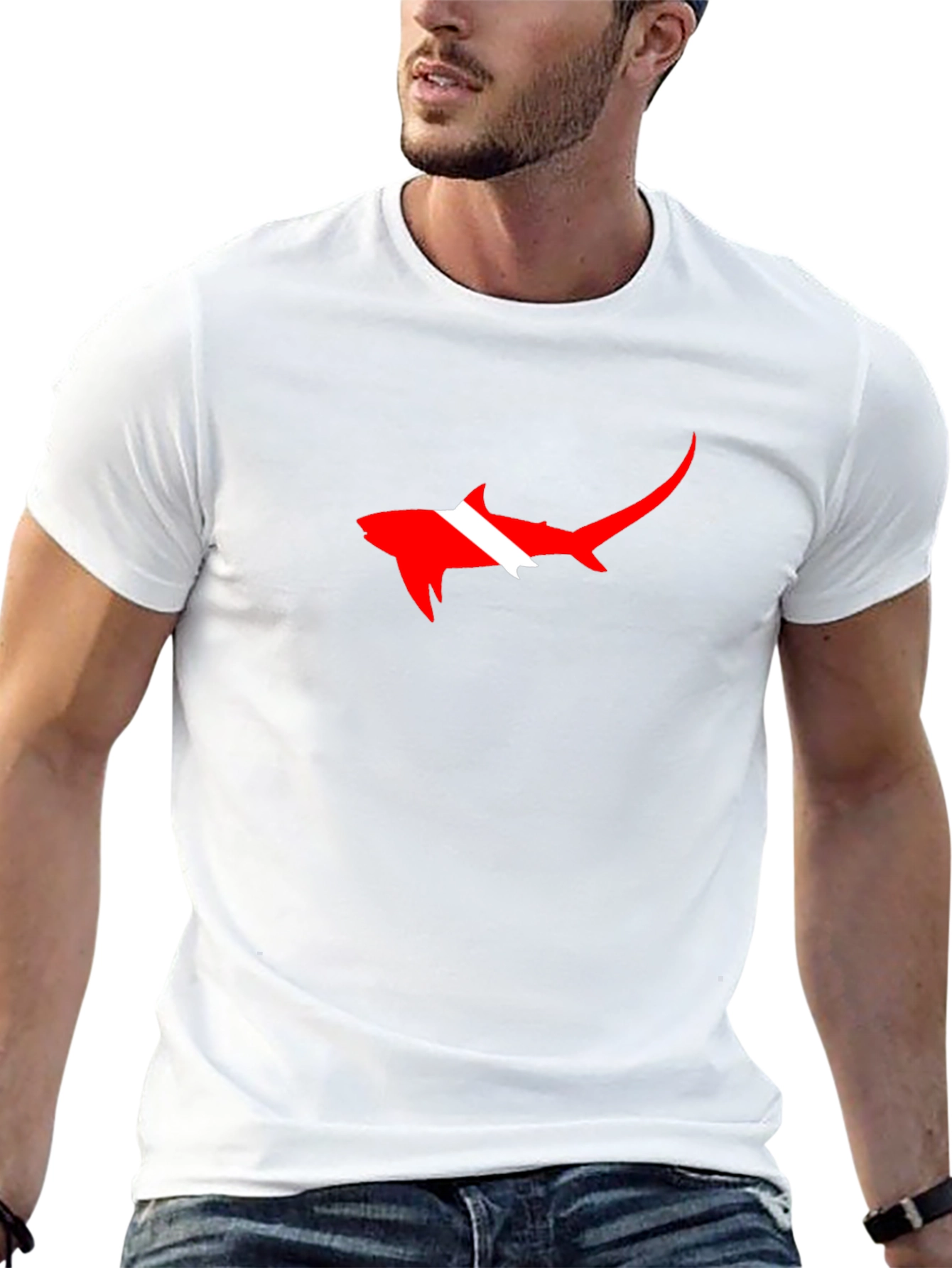 Diver Shark Graphic Tee - Black